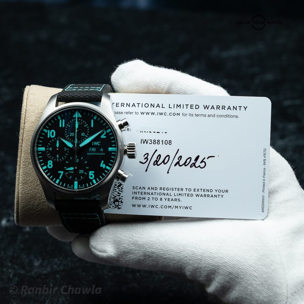 IWC Pilot’s Chronograph 41 Mercedes-AMG PETRONAS IW388108 – Titanium – Full Set – Black & Green Straps - Image 12