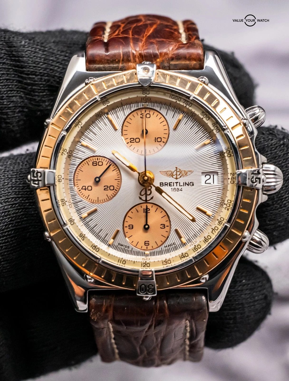Breitling Chronomat 41 mm Yellow Gold & Steel SERVICED Vintage Automatic C13047 - Image 2