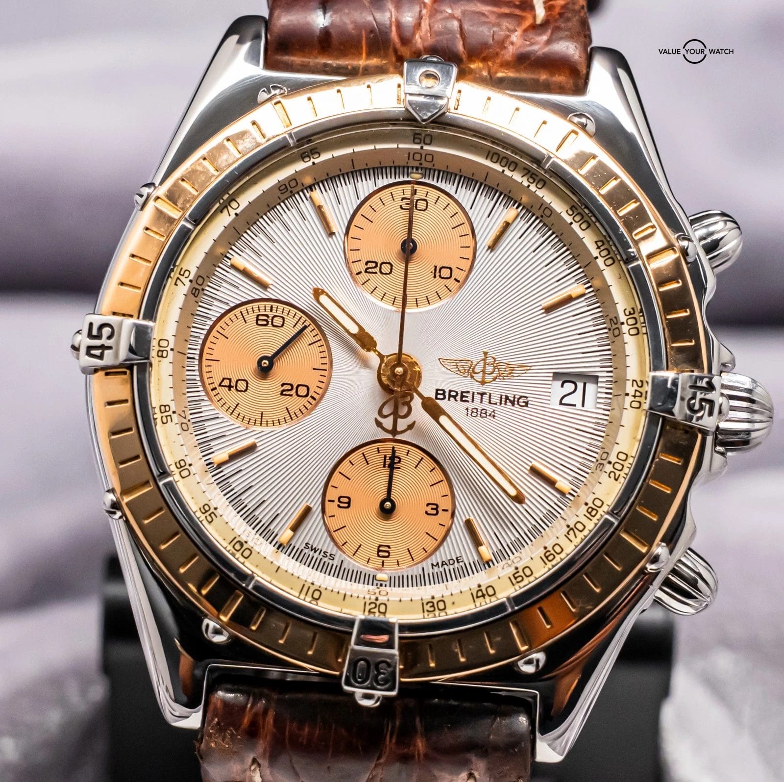 Breitling Chronomat 41 mm Yellow Gold & Steel SERVICED Vintage Automatic C13047 - Image 4