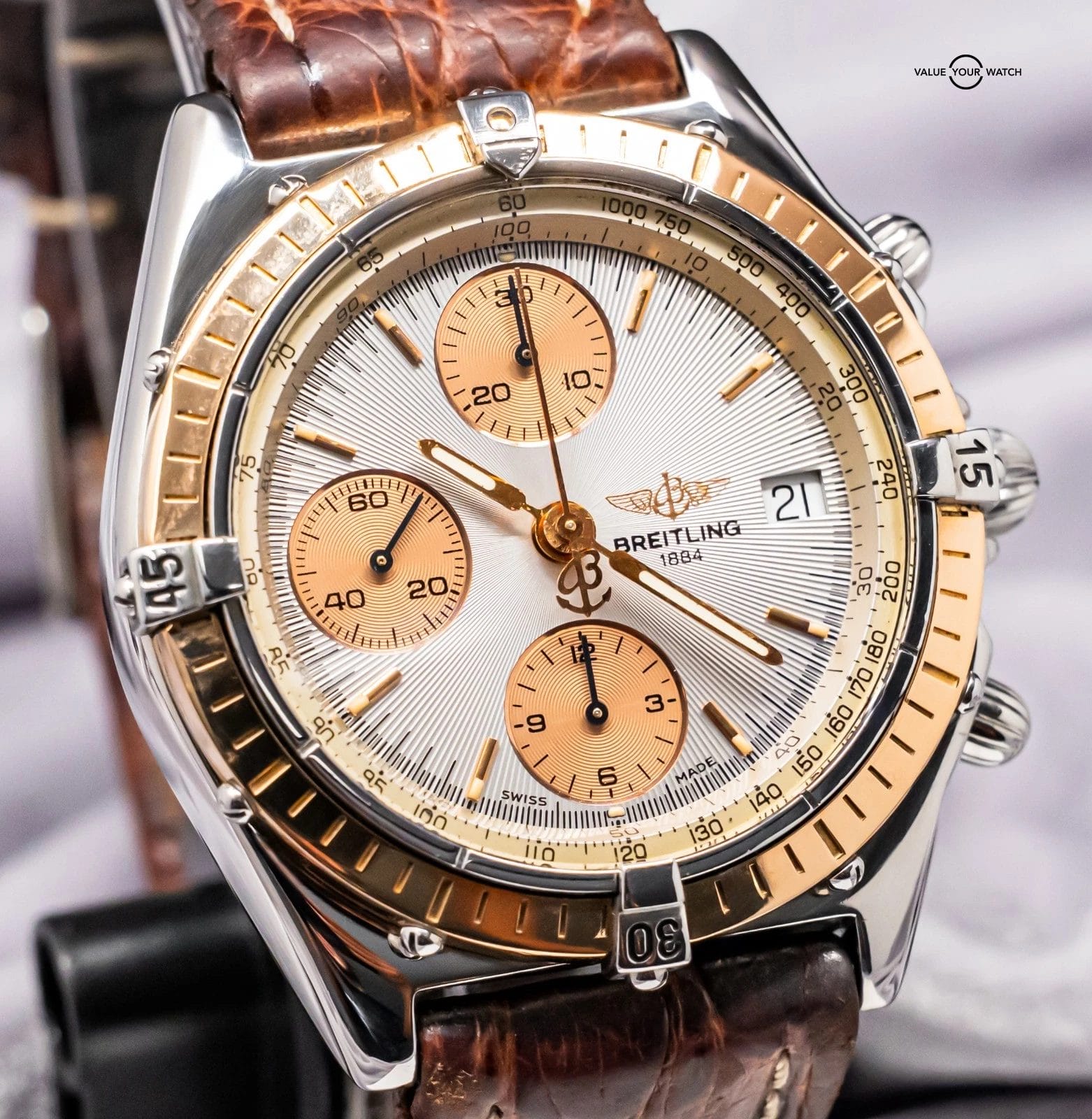 Breitling Chronomat 41 mm Yellow Gold & Steel SERVICED Vintage Automatic C13047 - Image 6