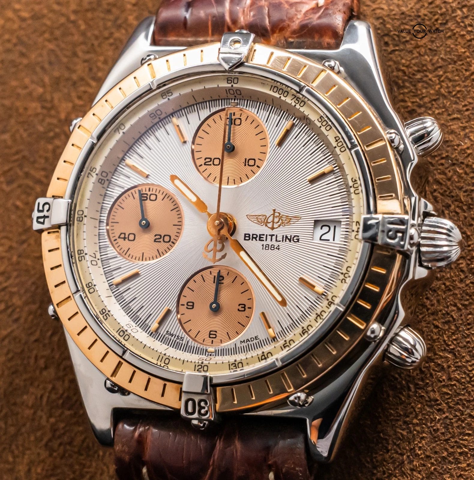 Breitling Chronomat 41 mm Yellow Gold & Steel SERVICED Vintage Automatic C13047 - Image 9