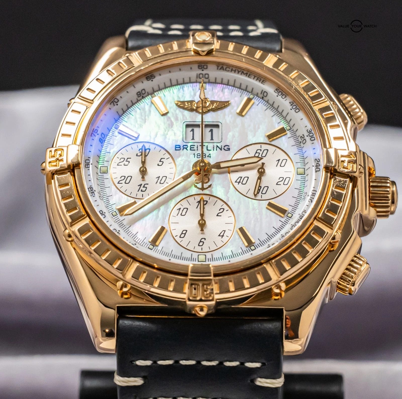 Breitling Crosswind Special 44 mm Yellow Gold Mother of Pearl Windrider K44355 - Image 2