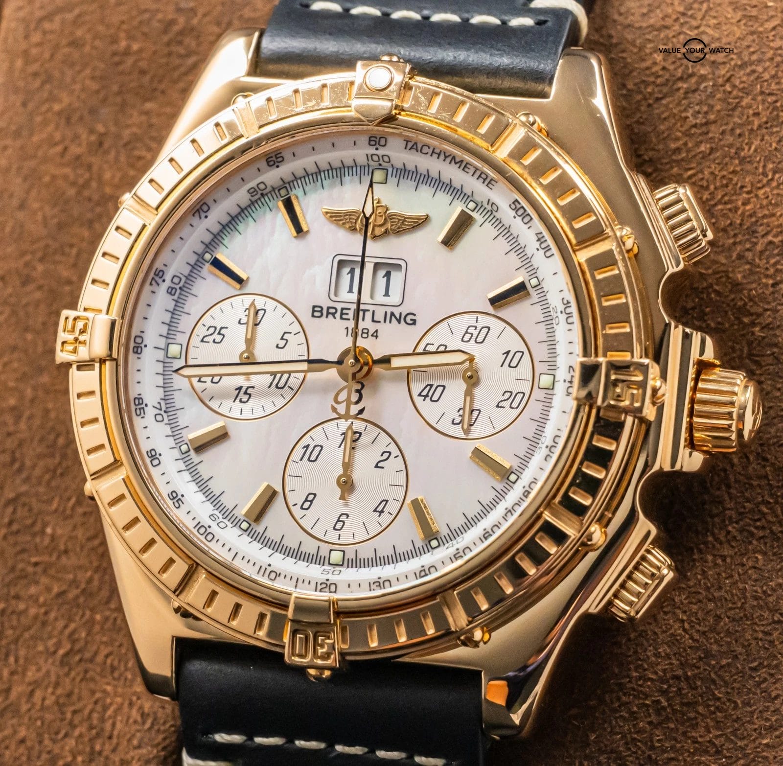 Breitling Crosswind Special 44 mm Yellow Gold Mother of Pearl Windrider K44355 - Image 12