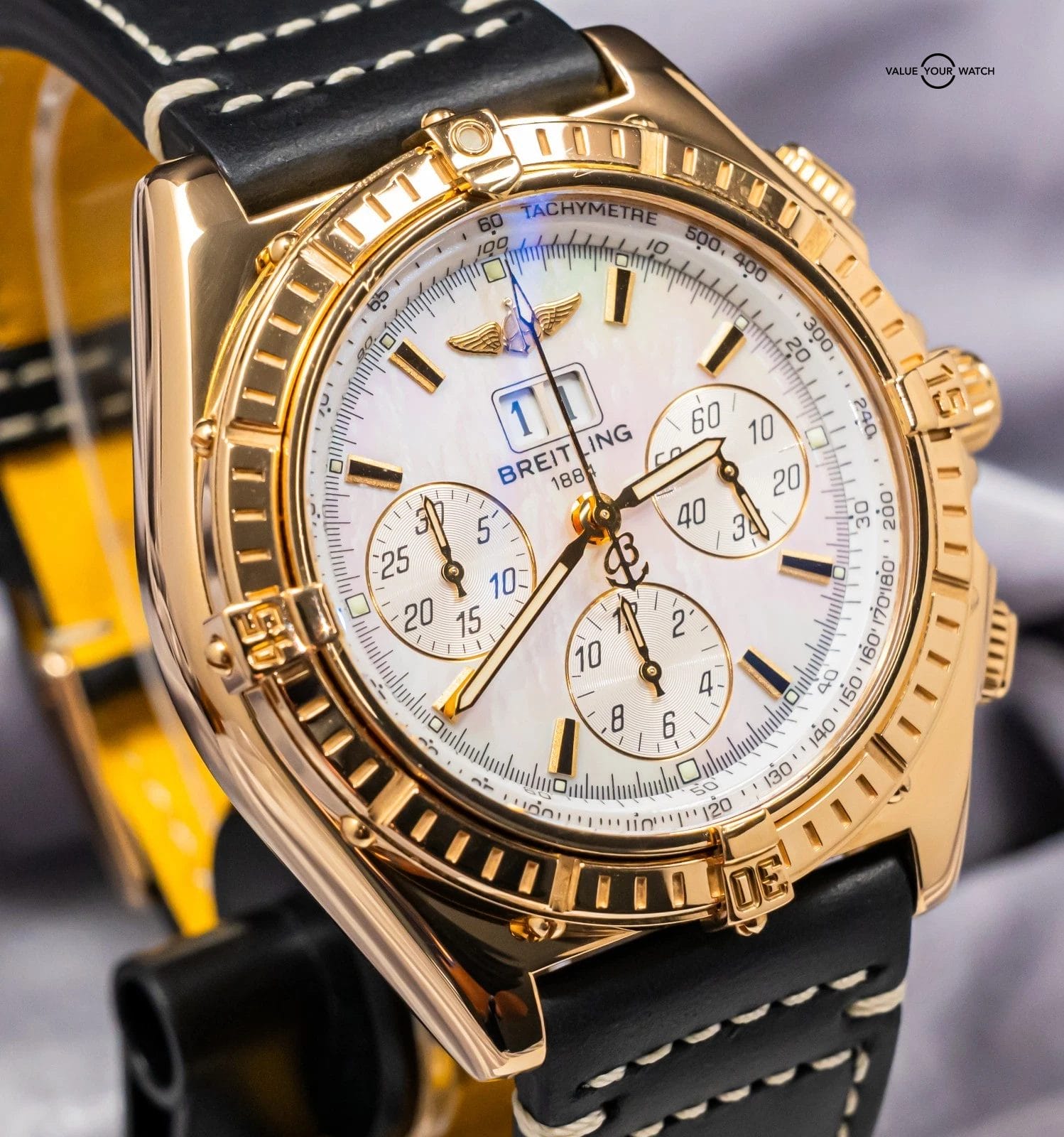 Breitling Crosswind Special 44 mm Yellow Gold Mother of Pearl Windrider K44355 - Image 13