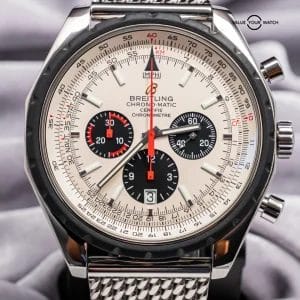 Breitling Chrono-Matic 49mm Silver Dial Mesh Chronograph Stainless A14360