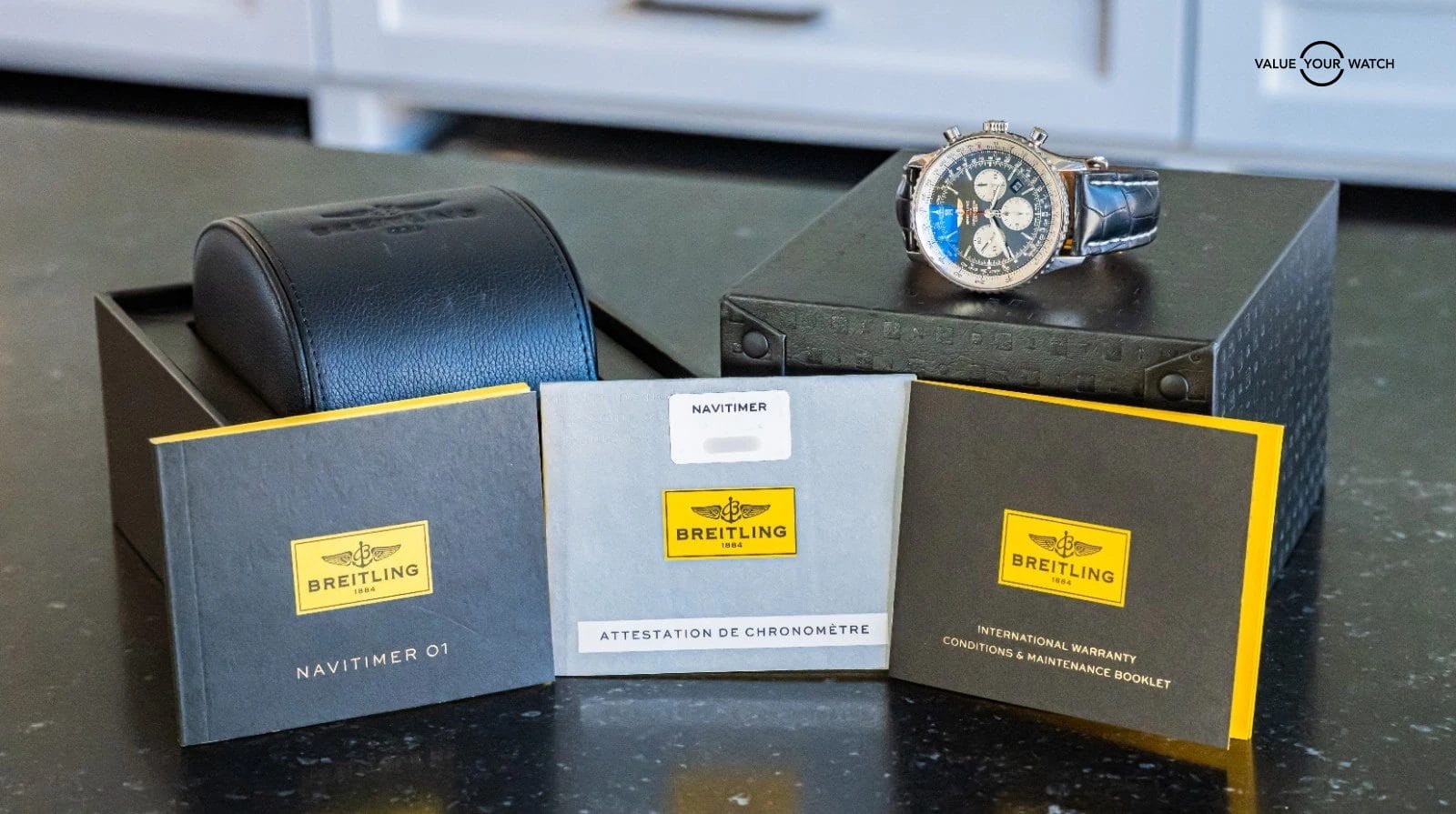 Breitling Navitimer 01 46 Black Dial $11K MSRP Croco Chronograph AB0127211B1P1 - Image 2