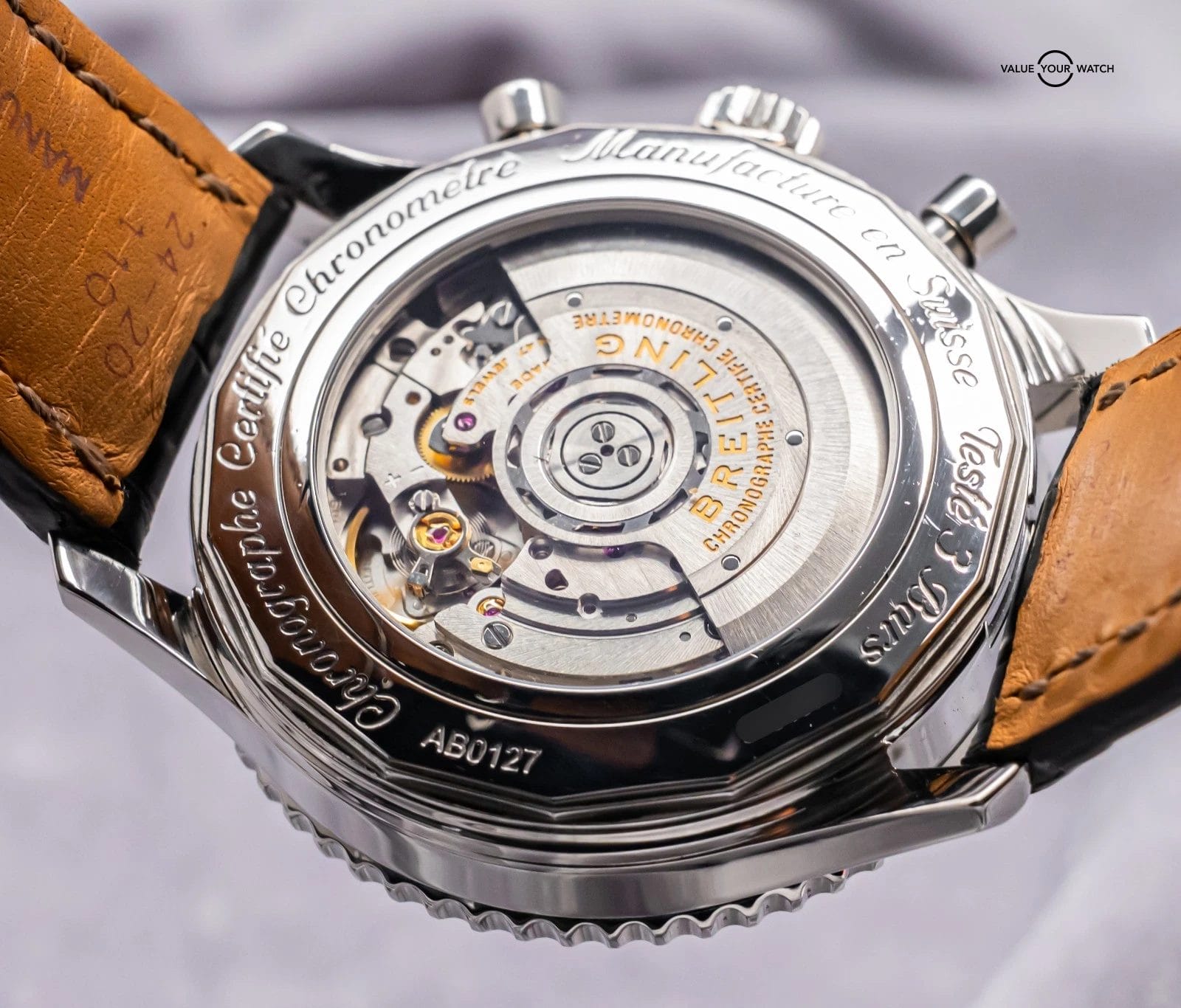 Breitling Navitimer 01 46 Black Dial $11K MSRP Croco Chronograph AB0127211B1P1 - Image 10