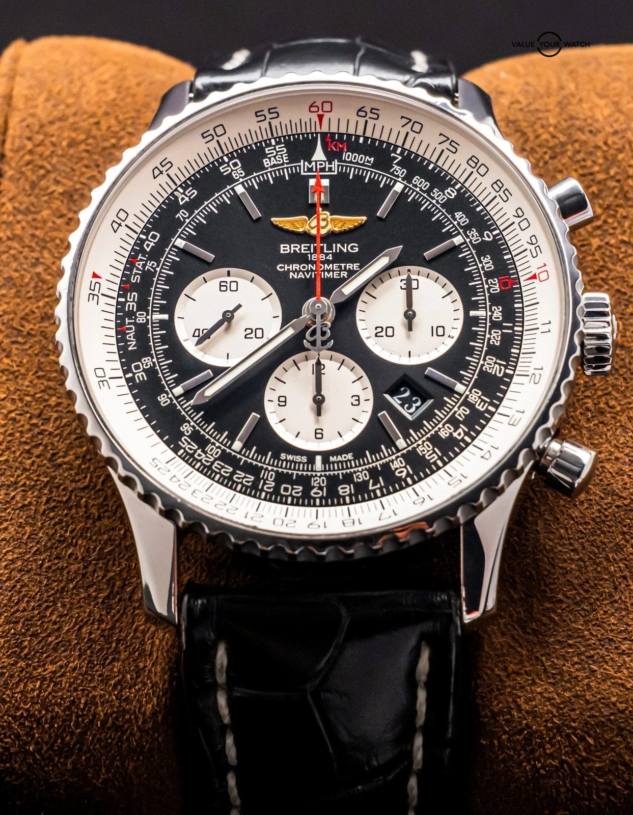 Breitling Navitimer 01 46 Black Dial $11K MSRP Croco Chronograph AB0127211B1P1 - Image 12