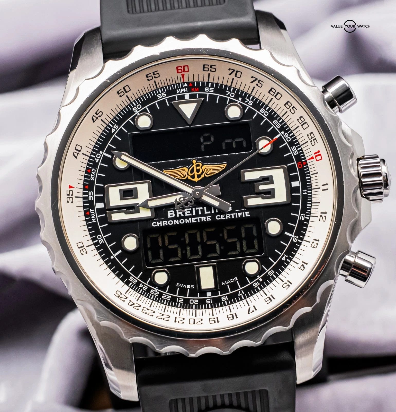Breitling Chronospace 48mm Deploy GMT Chronograph Digital Gray Quartz A78365 - Image 2