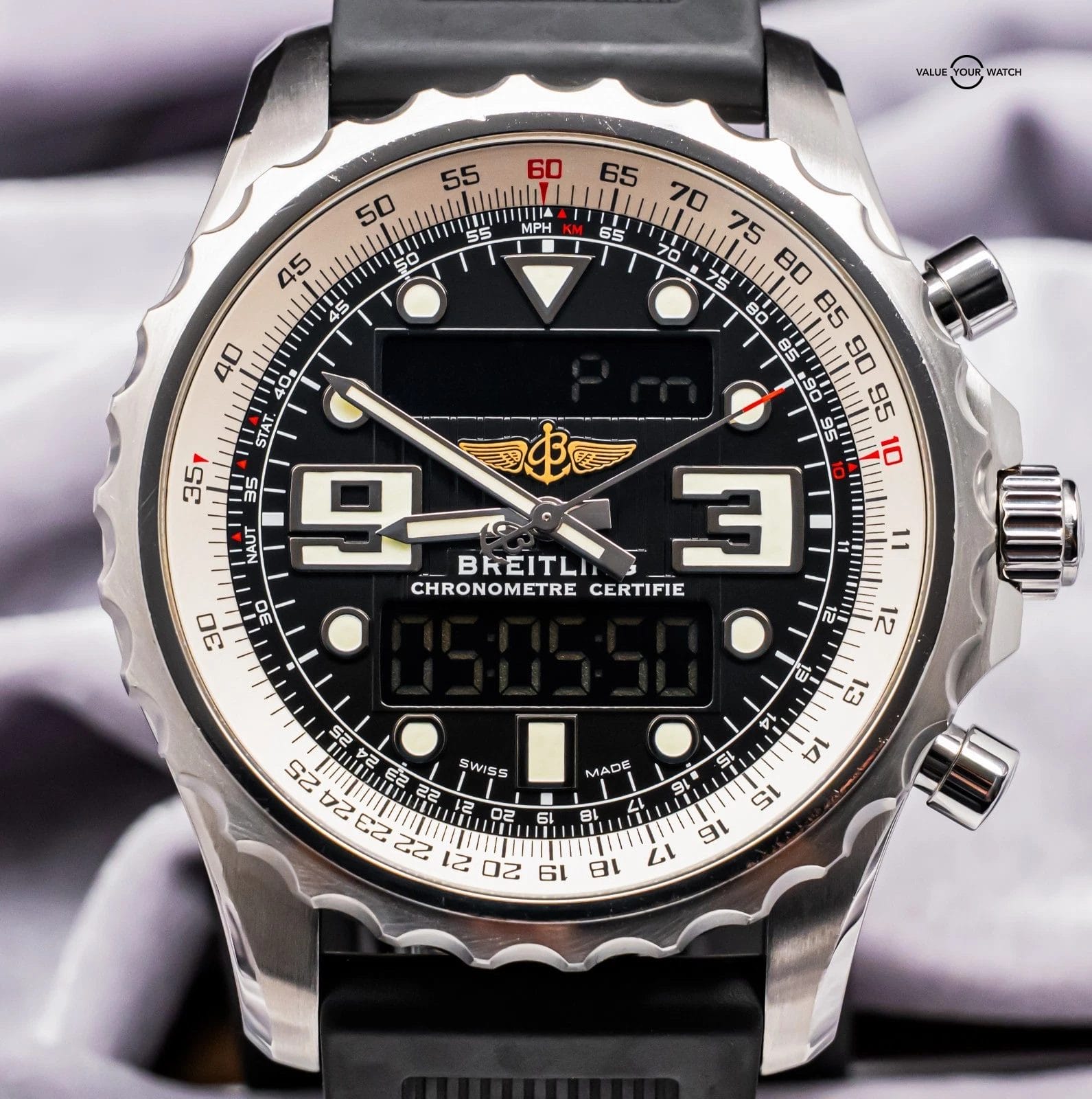 Breitling Chronospace 48mm Deploy GMT Chronograph Digital Gray Quartz A78365 - Image 3