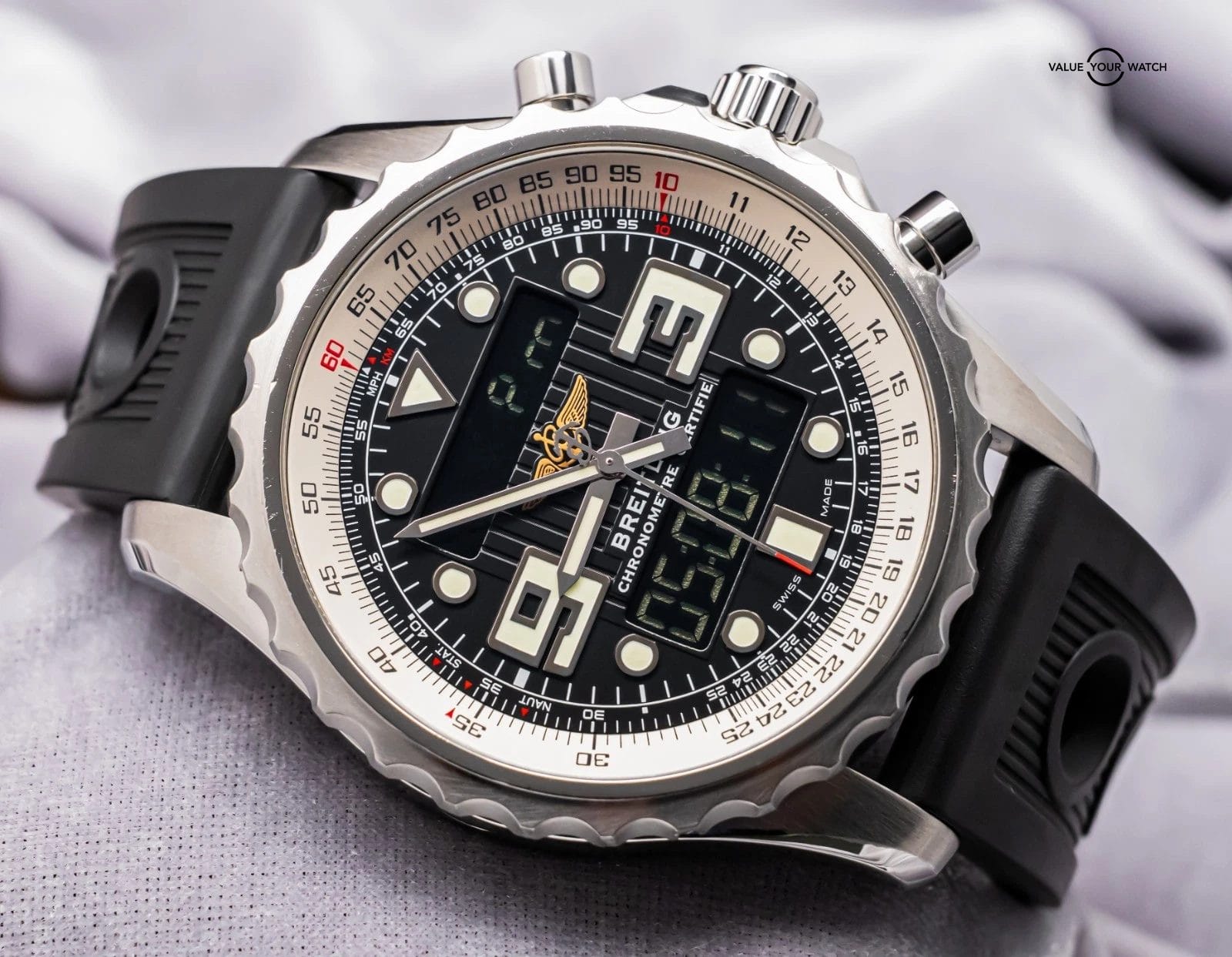 Breitling Chronospace 48mm Deploy GMT Chronograph Digital Gray Quartz A78365 - Image 5