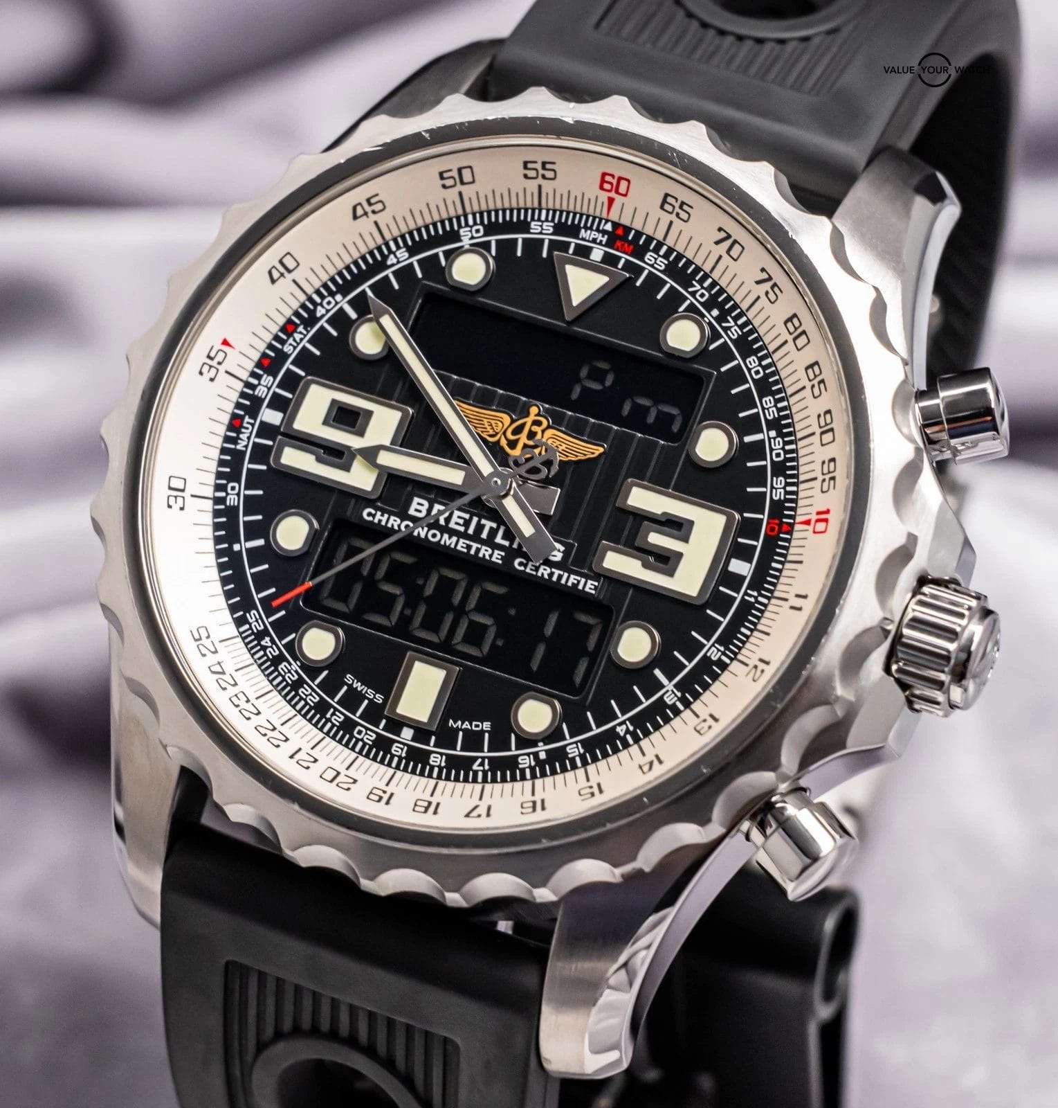 Breitling Chronospace 48mm Deploy GMT Chronograph Digital Gray Quartz A78365 - Image 6