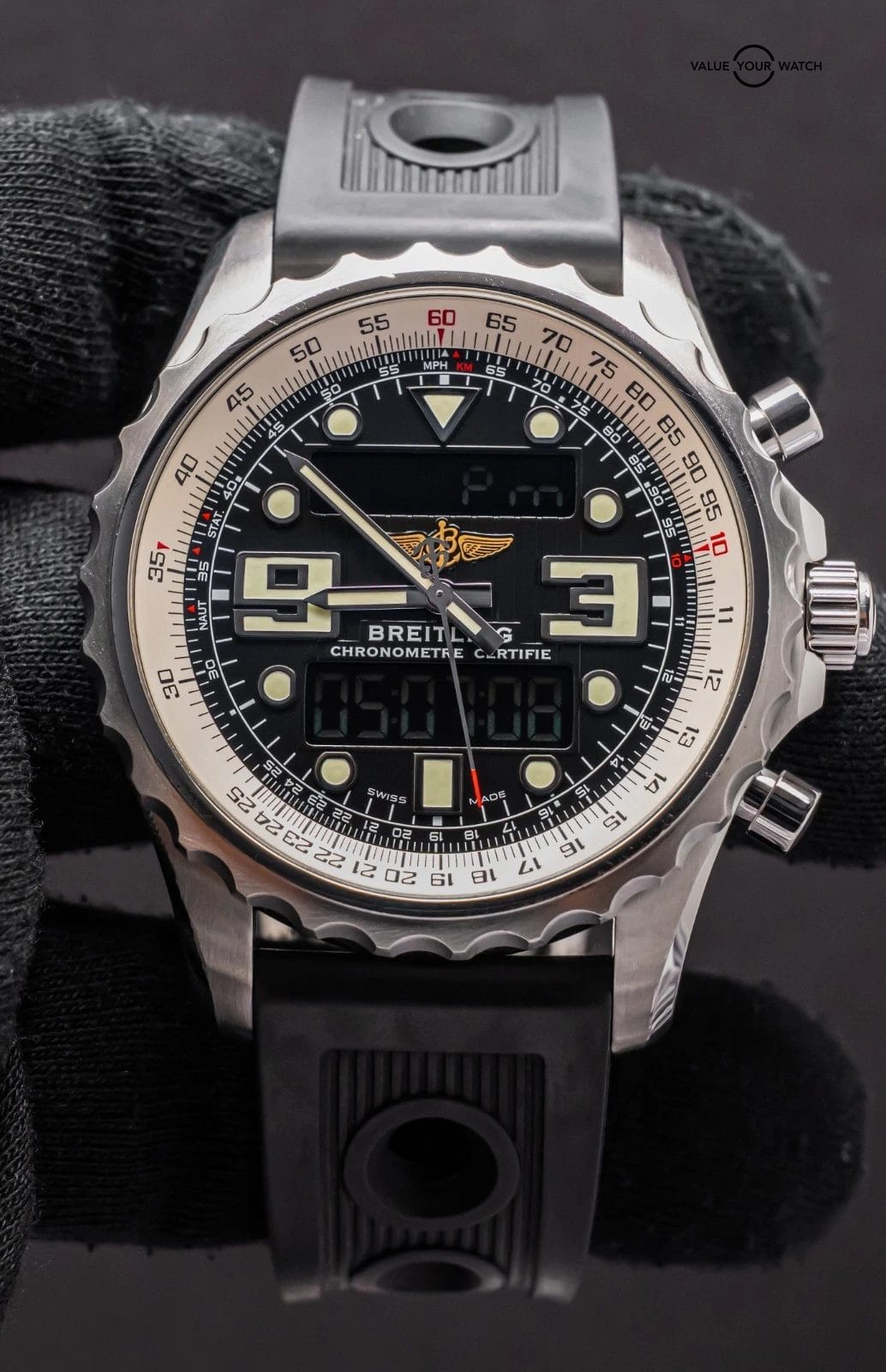 Breitling Chronospace 48mm Deploy GMT Chronograph Digital Gray Quartz A78365 - Image 8