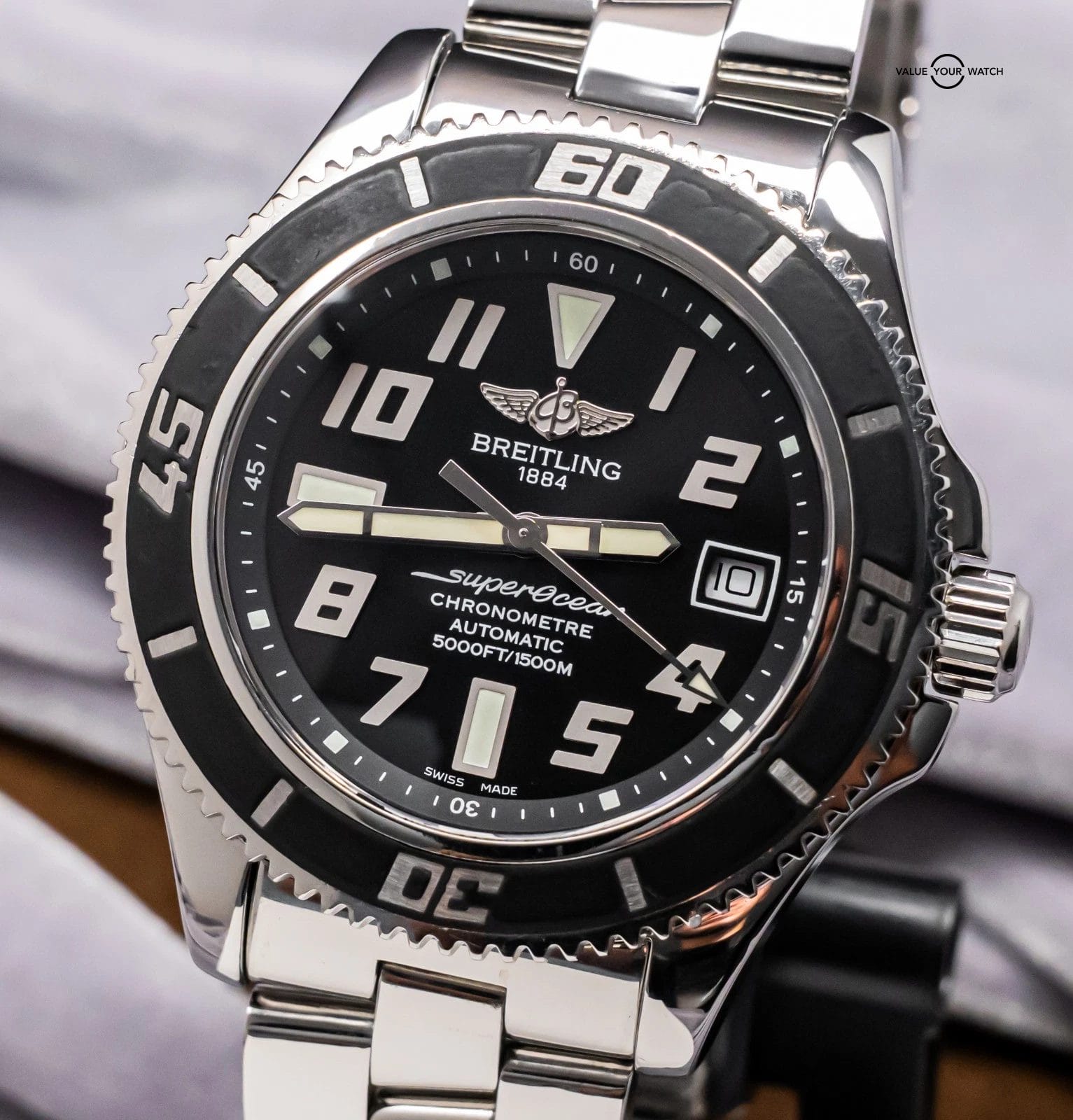 Breitling Superocean 42 mm Black Dial Boxes Bracelet Automatic Stainless A17364 - Image 8