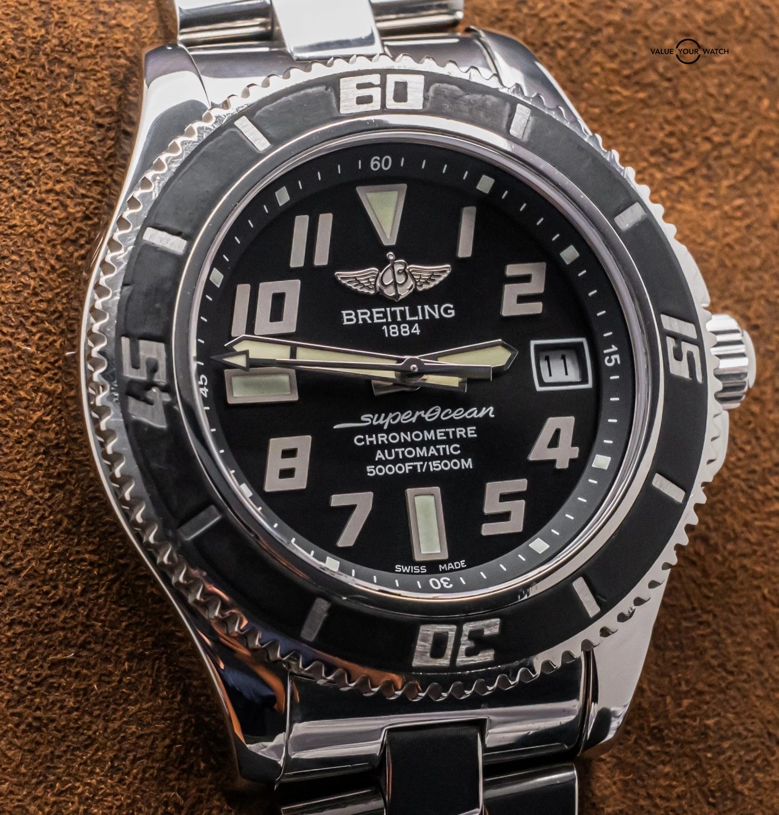 Breitling Superocean 42 mm Black Dial Boxes Bracelet Automatic Stainless A17364 - Image 9