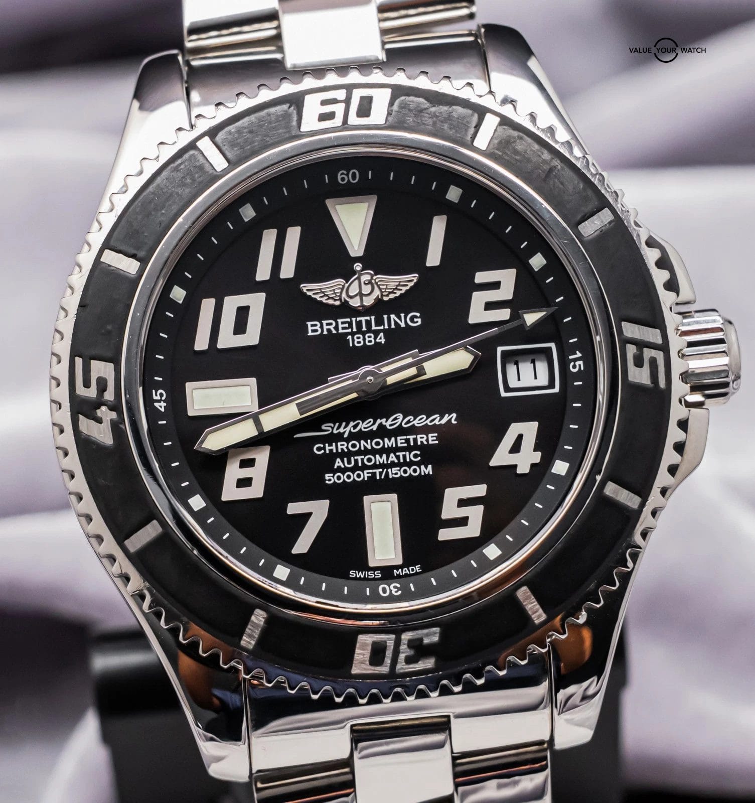 Breitling Superocean 42 mm Black Dial Boxes Bracelet Automatic Stainless A17364 - Image 12