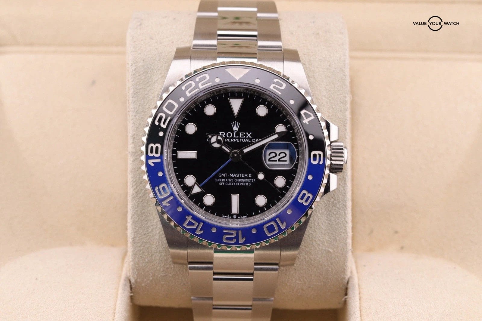 Rolex GMT-Master II 126710BLNR Silver Oyster Bracelet with Blue and Black Bezel