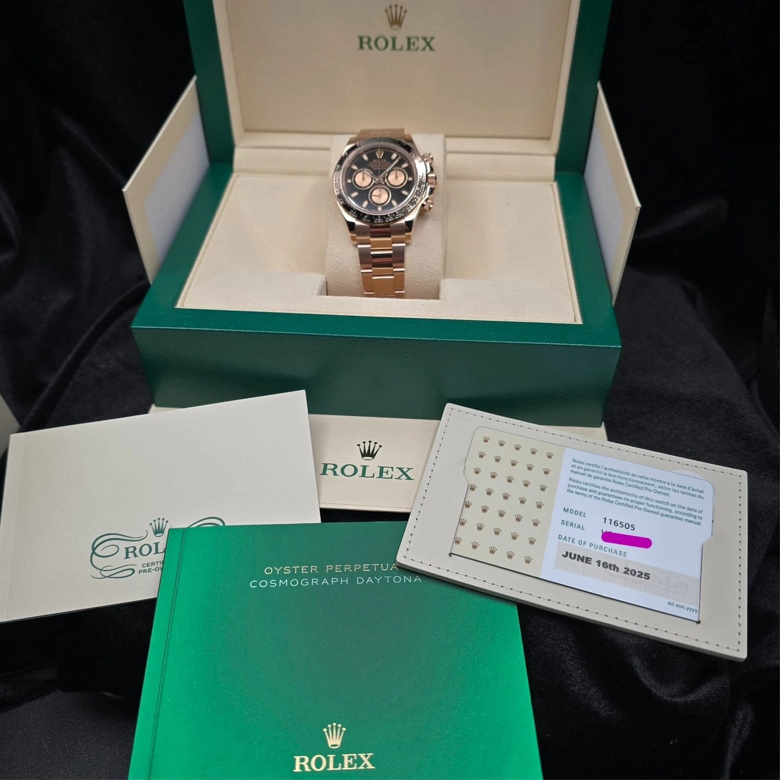 Rolex Daytona Black Dial in solid 18k rose gold, RSC Serviced in 2025! - Image 2