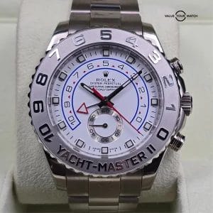 Rolex Yachtmaster II in White Gold and platinum, 44mm with box and warranty card