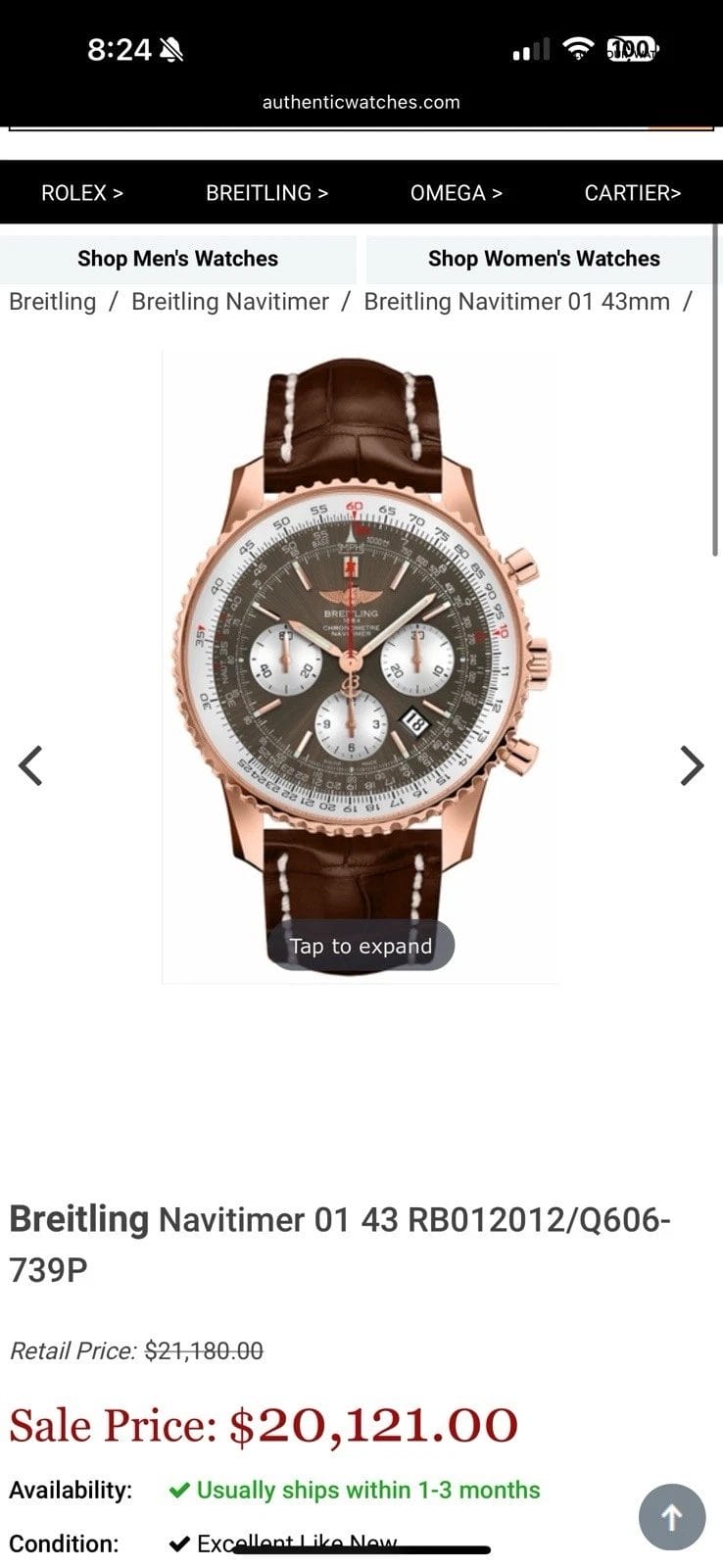 π₯ Breitling Navitimer GOLD B01 Chronograph Automatic 43mm RB012012/Q606 π₯ - Image 2