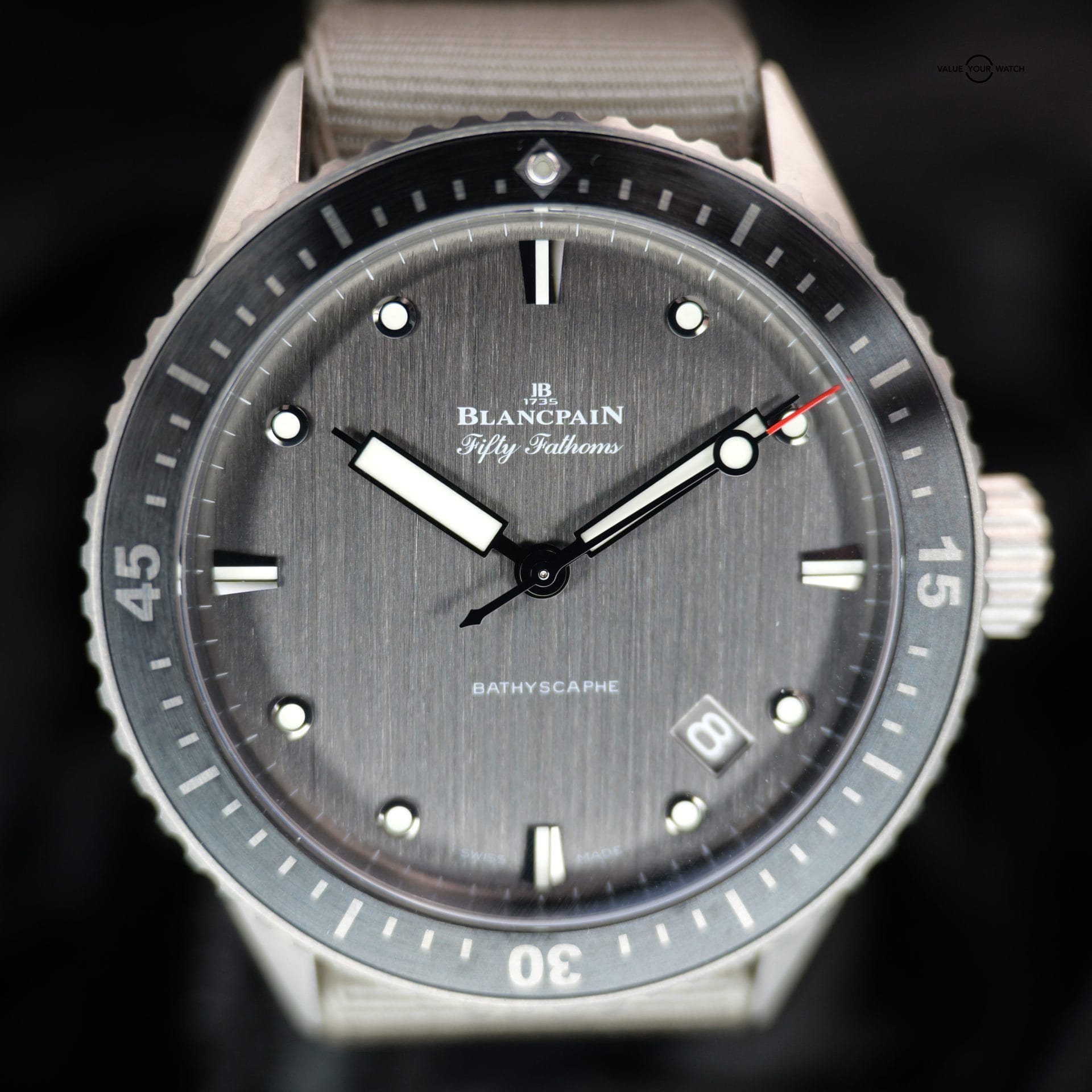 Blancpain Fifty Fathoms Bathyscaphe 5000-1210-NAGA 43MM Grey Dial Full Set WARRANTY