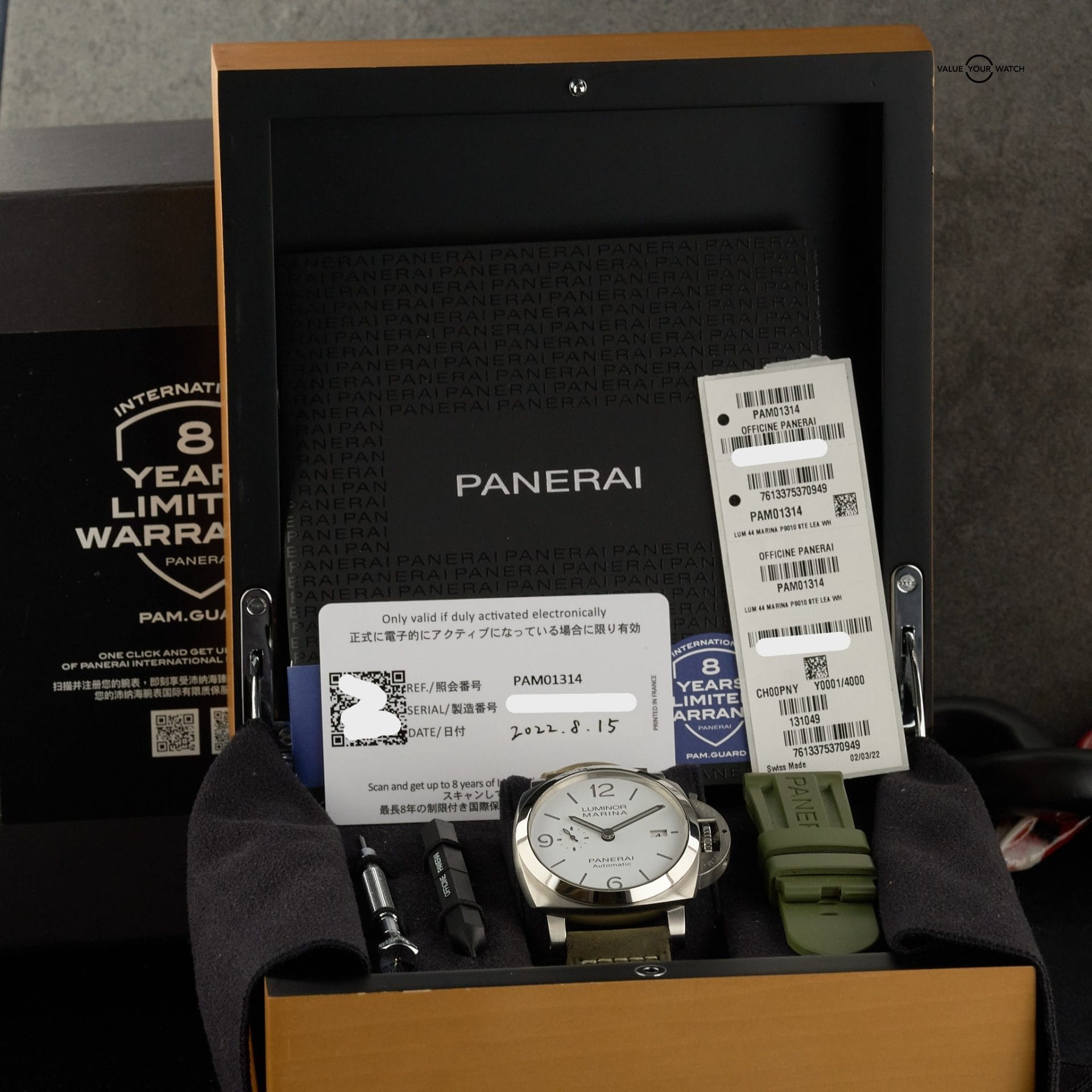 Panerai Luminor Marina PAM01314 - 44mm White Dial Steel w/ Box and Papers - Image 2