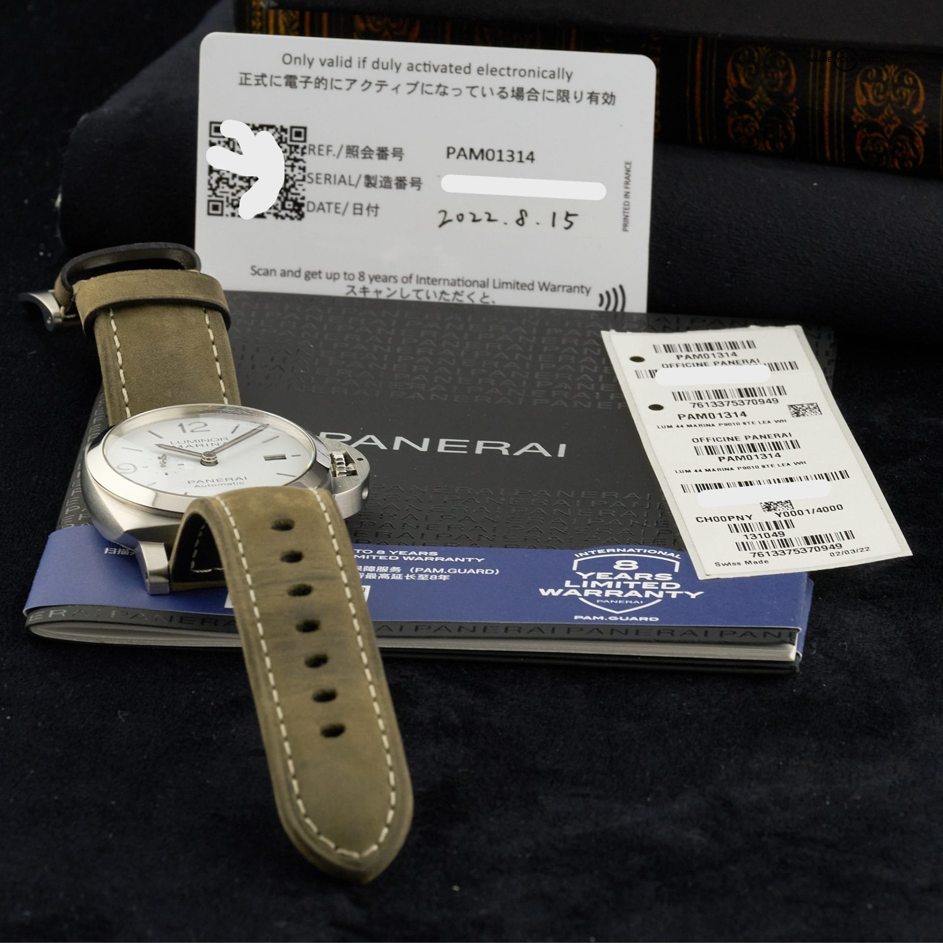Panerai Luminor Marina PAM01314 - 44mm White Dial Steel w/ Box and Papers - Image 3