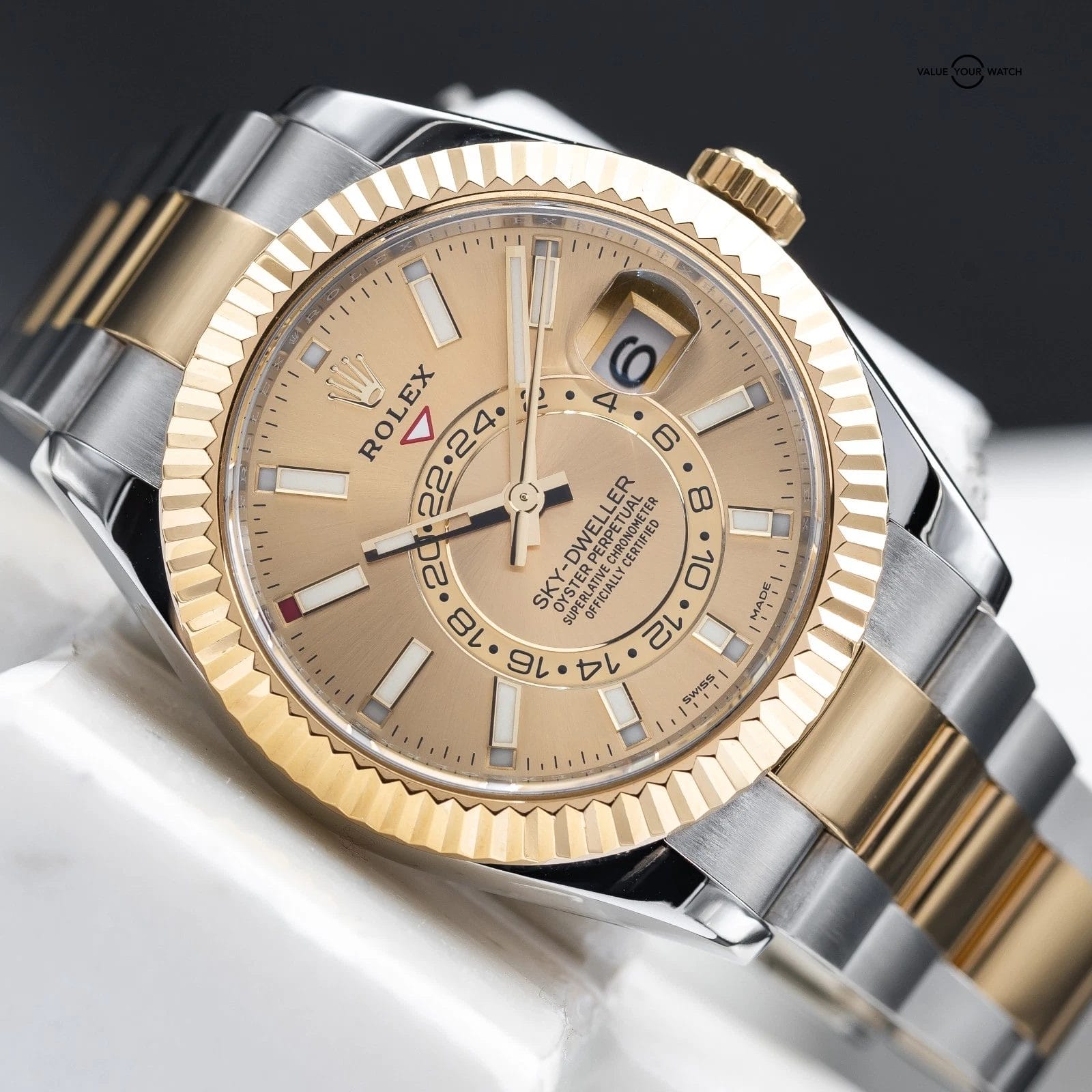 Rolex Sky-Dweller Yellow Gold Stainless Steel Champagne Dial 326933 - Full Set - Image 2