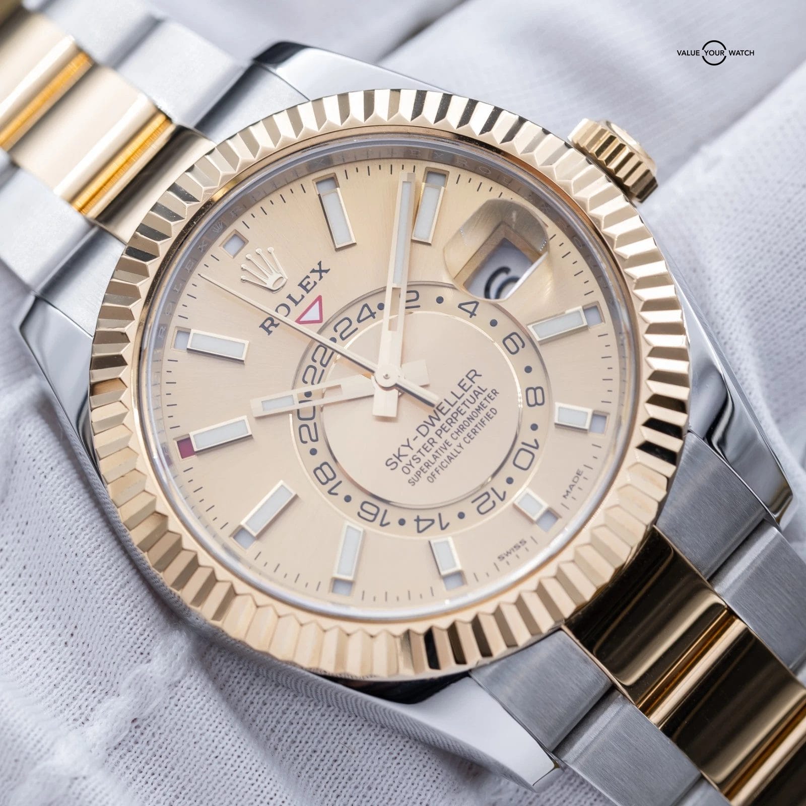 Rolex Sky-Dweller Yellow Gold Stainless Steel Champagne Dial 326933 - Full Set - Image 5