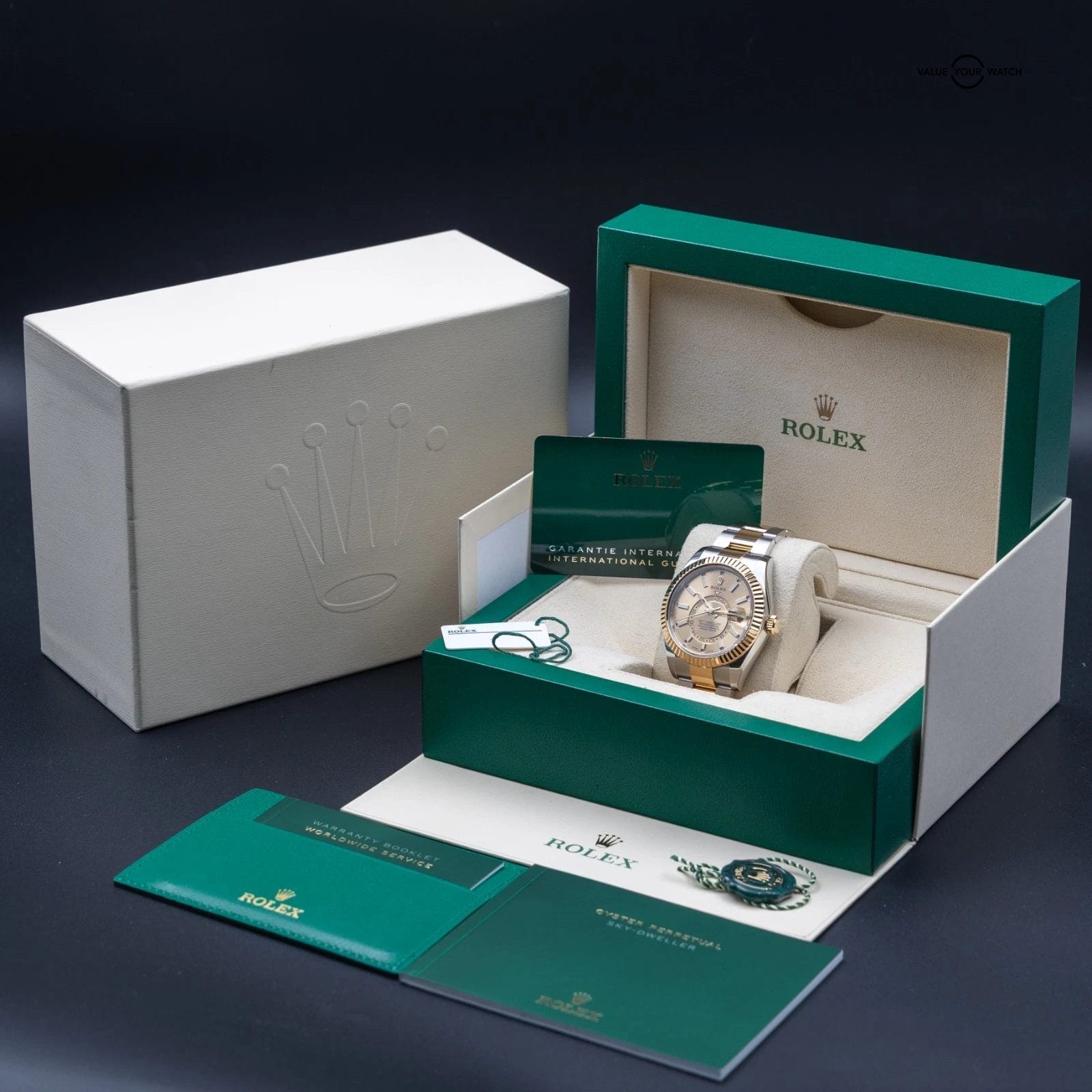 Rolex Sky-Dweller Yellow Gold Stainless Steel Champagne Dial 326933 - Full Set - Image 11