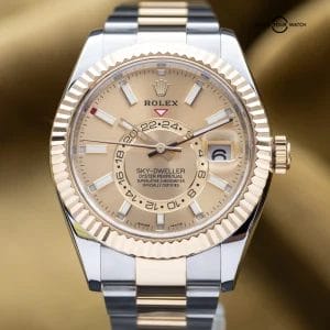 Rolex Sky-Dweller Yellow Gold Stainless Steel Champagne Dial 326933 – Full Set