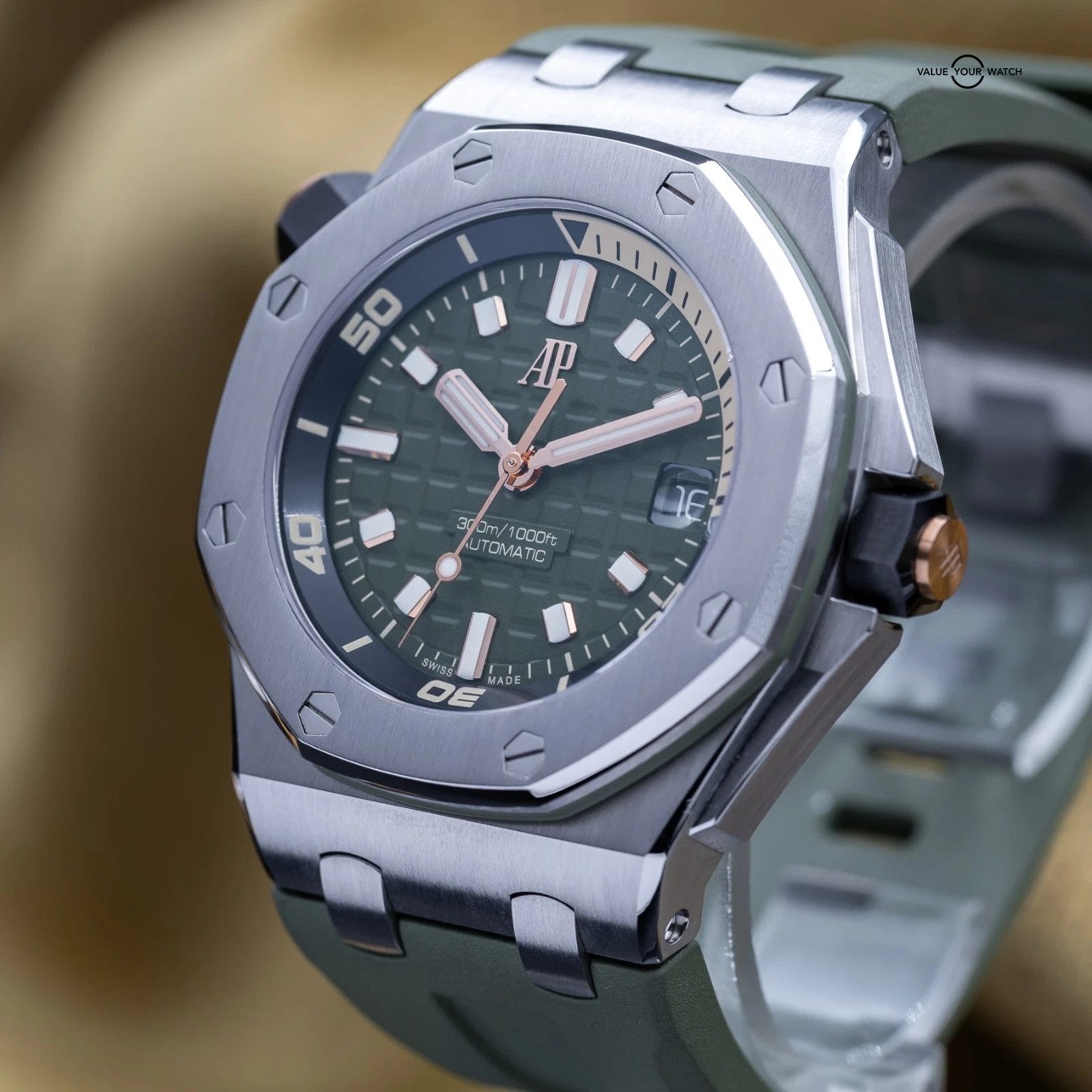 2023 Audemars Piguet Royal Oak Offshore Diver Steel Green 42mm 15720ST Full Set - Image 6
