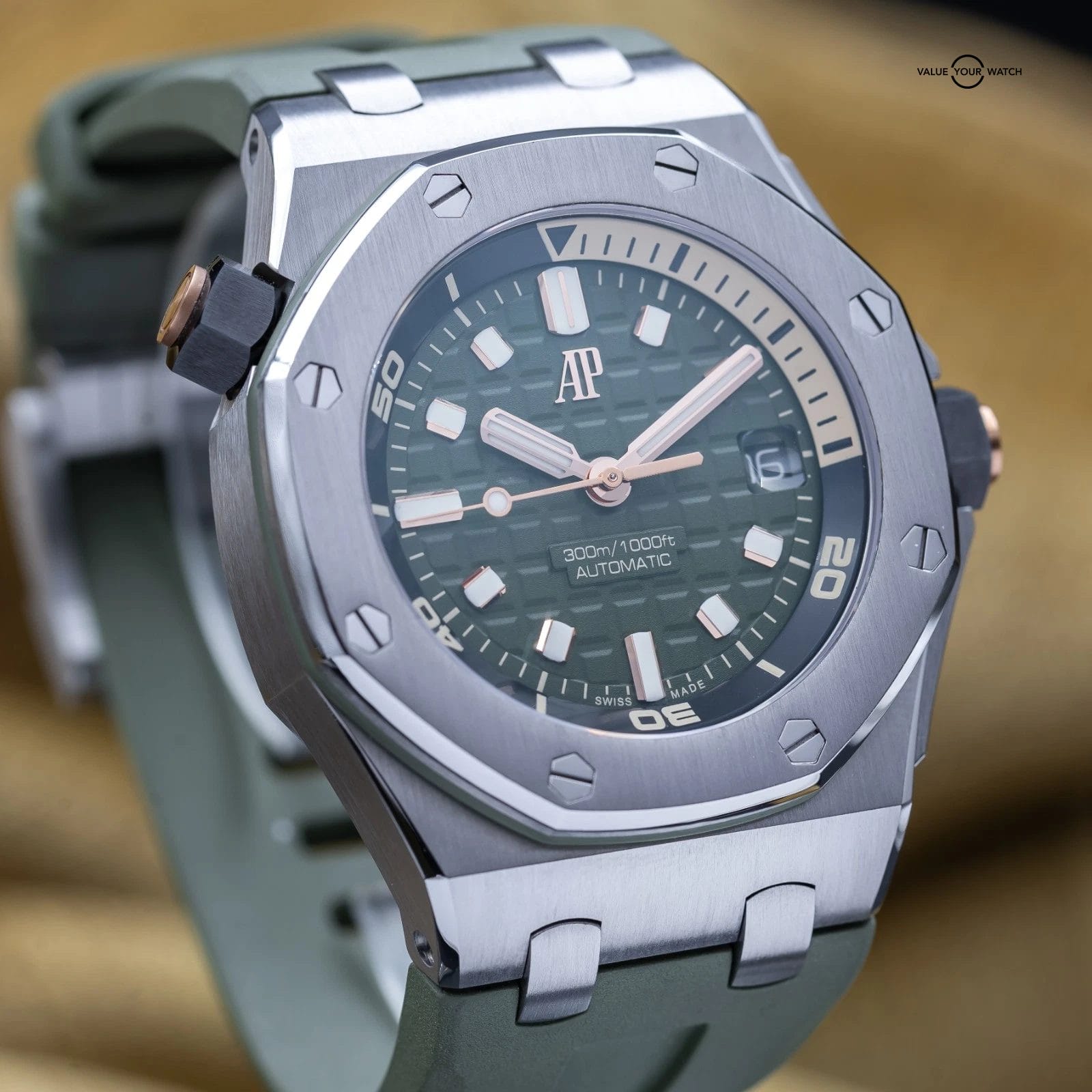 2023 Audemars Piguet Royal Oak Offshore Diver Steel Green 42mm 15720ST Full Set - Image 7