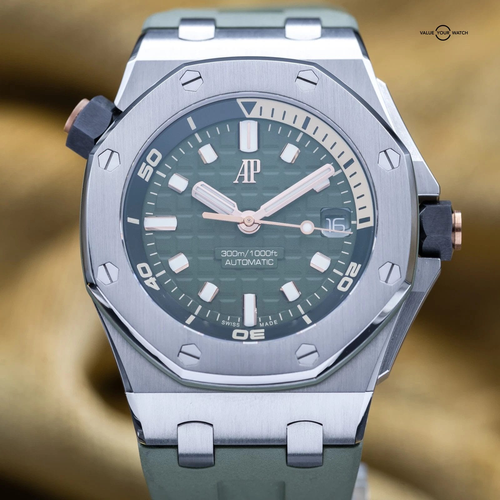 2023 Audemars Piguet Royal Oak Offshore Diver Steel Green 42mm 15720ST Full Set