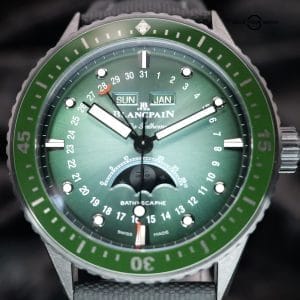 Blancpain Fifty Fathoms Bathyscaphe Quantieme Moonphase 5054-0153-B52A 43MM Green Dial Full Set WARRANTY