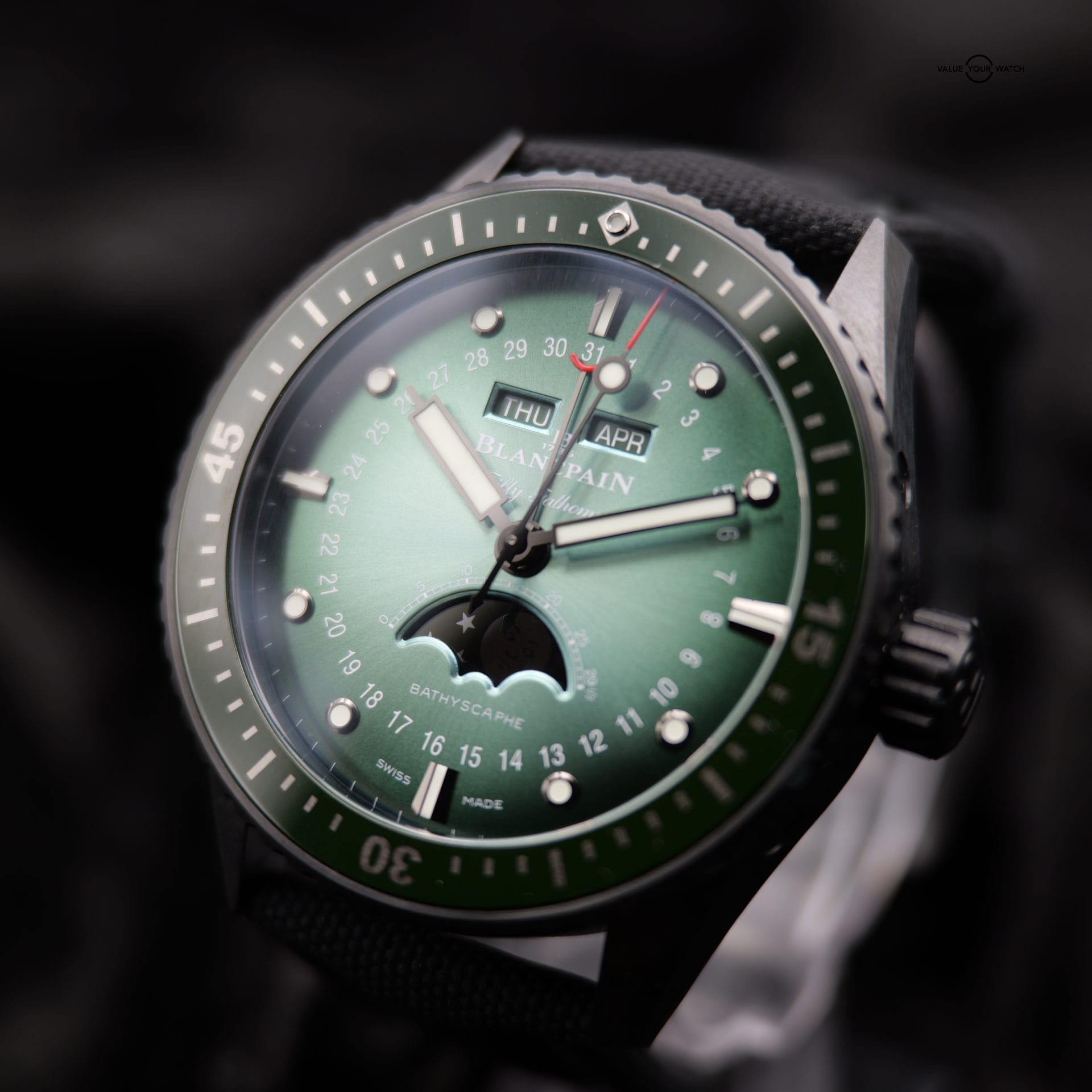 Blancpain Fifty Fathoms Bathyscaphe Quantieme Moonphase 5054-0153-B52A 43MM Green Dial Full Set WARRANTY - Image 2