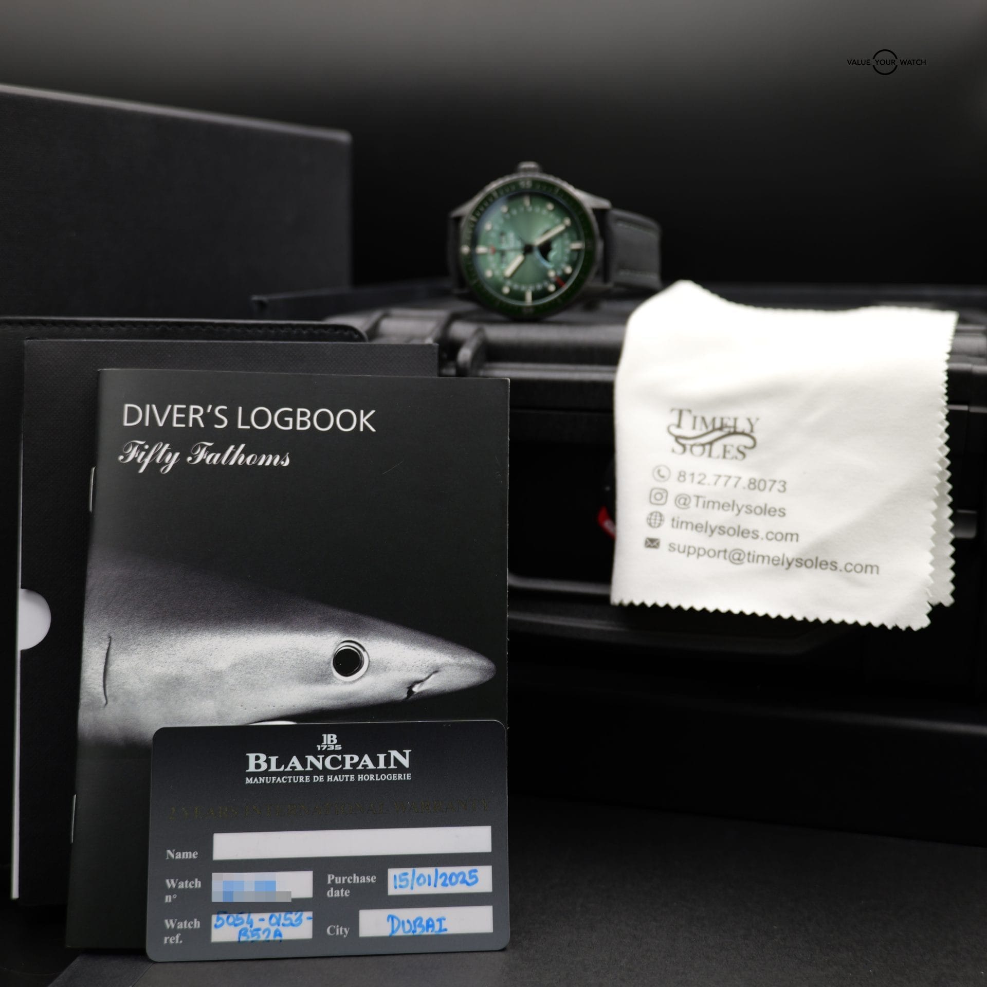 Blancpain Fifty Fathoms Bathyscaphe Quantieme Moonphase 5054-0153-B52A 43MM Green Dial Full Set WARRANTY - Image 10