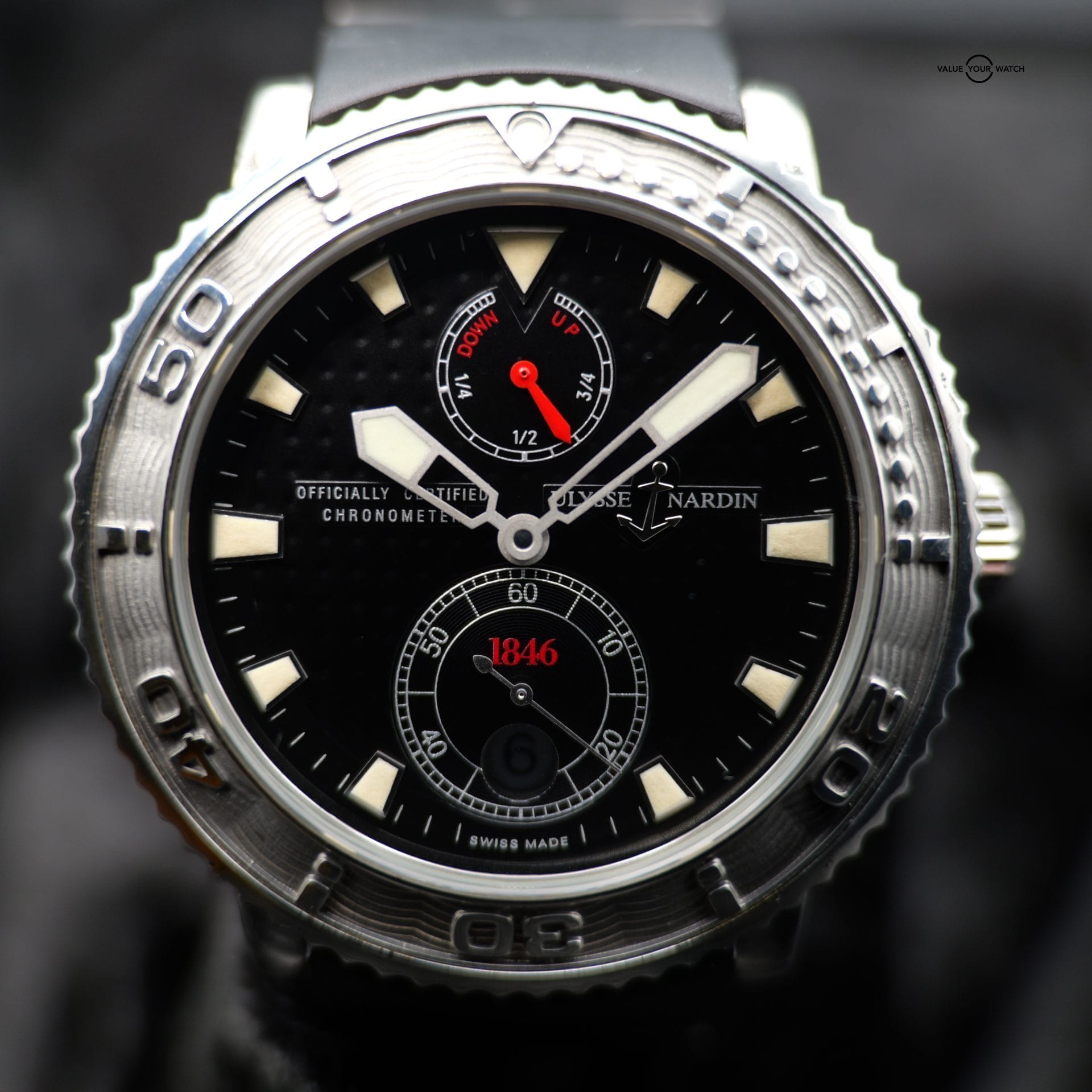 Ulysse Nardin Maxi Diver 263-55 40MM Black Dial Full Set WARRANTY