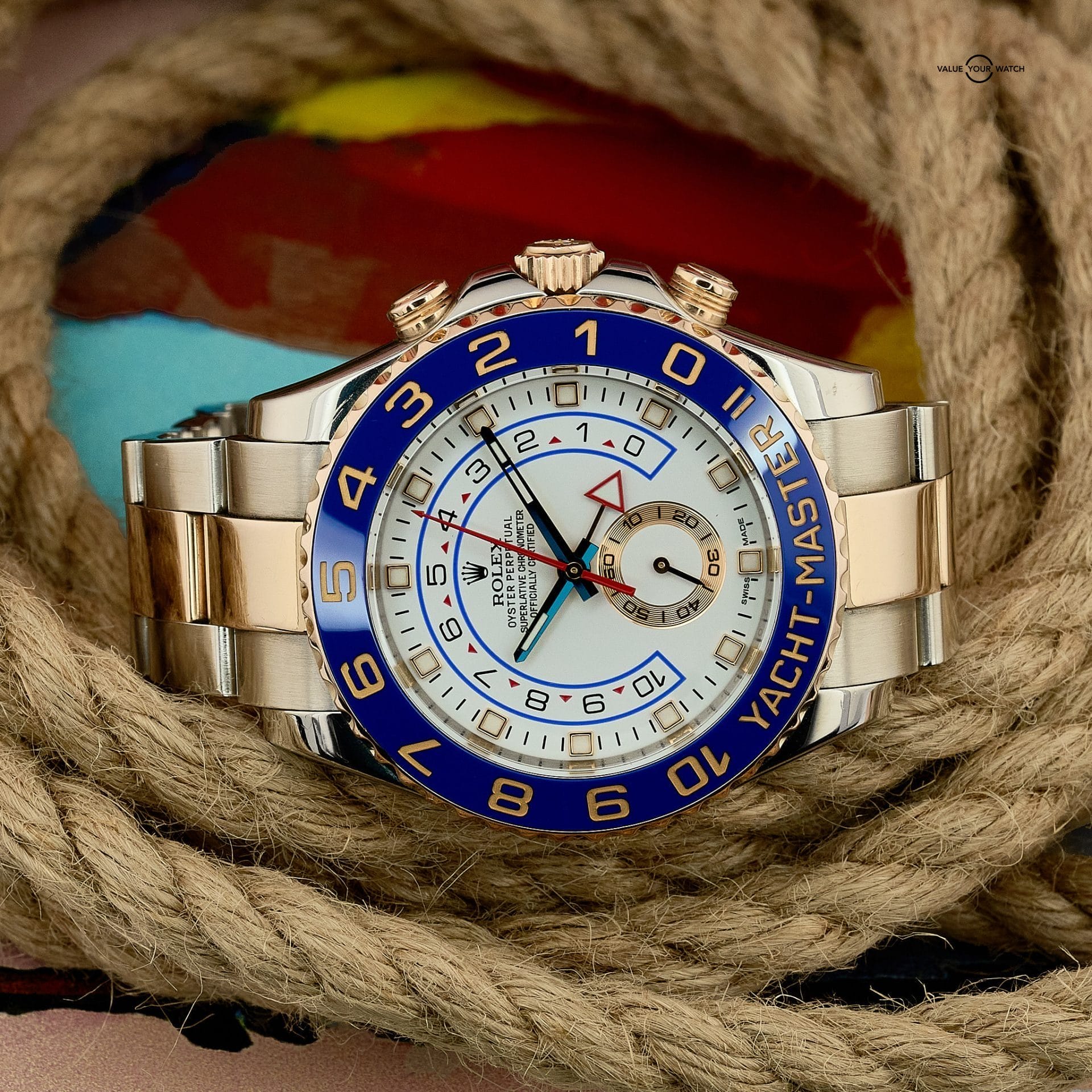 Rolex Yacht Master II 116681 44mm White Dial Watch and Card - Image 2