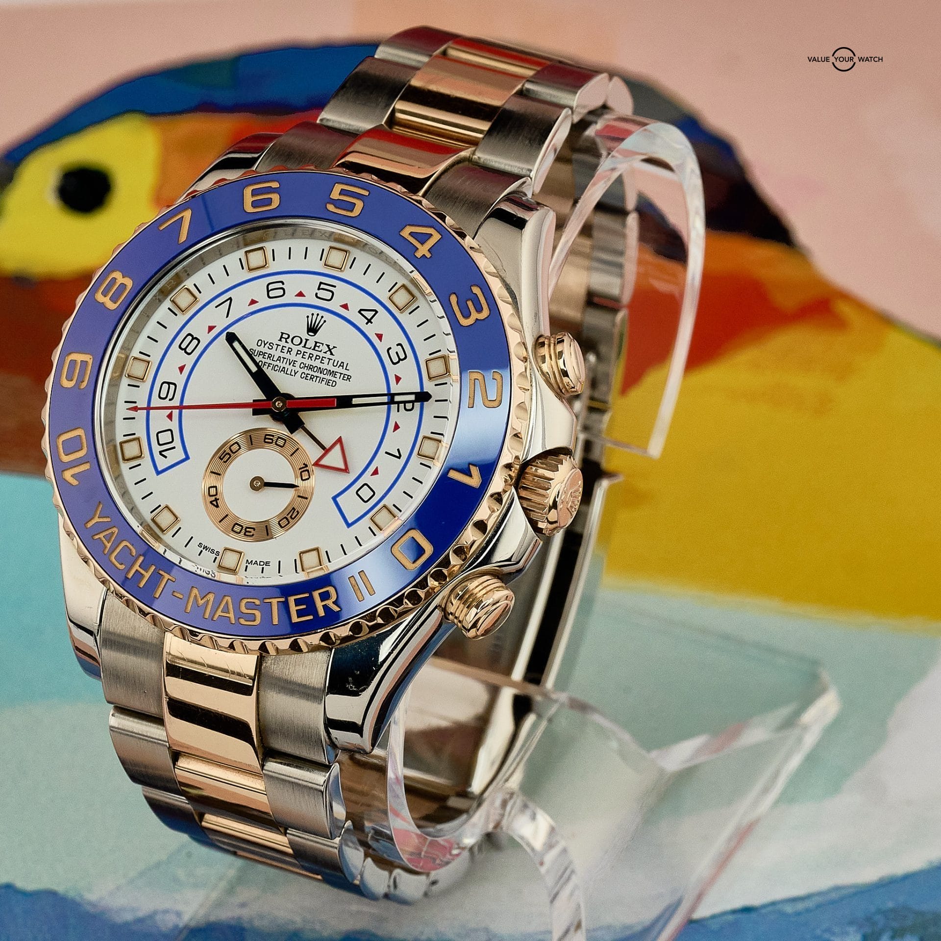 Rolex Yacht Master II 116681 44mm White Dial Watch and Card - Image 12