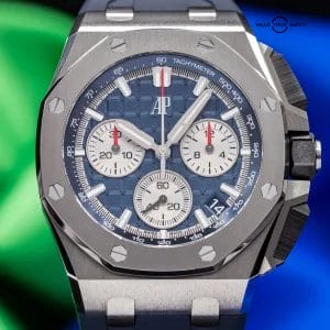 Audemars Piguet Royal Oak Offshore Titanium Blue Men’s Watch 26420TI Full Set