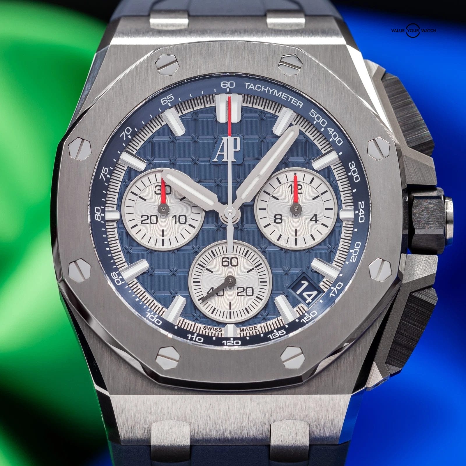 Audemars Piguet Royal Oak Offshore Titanium Blue Men's Watch 26420TI Full Set