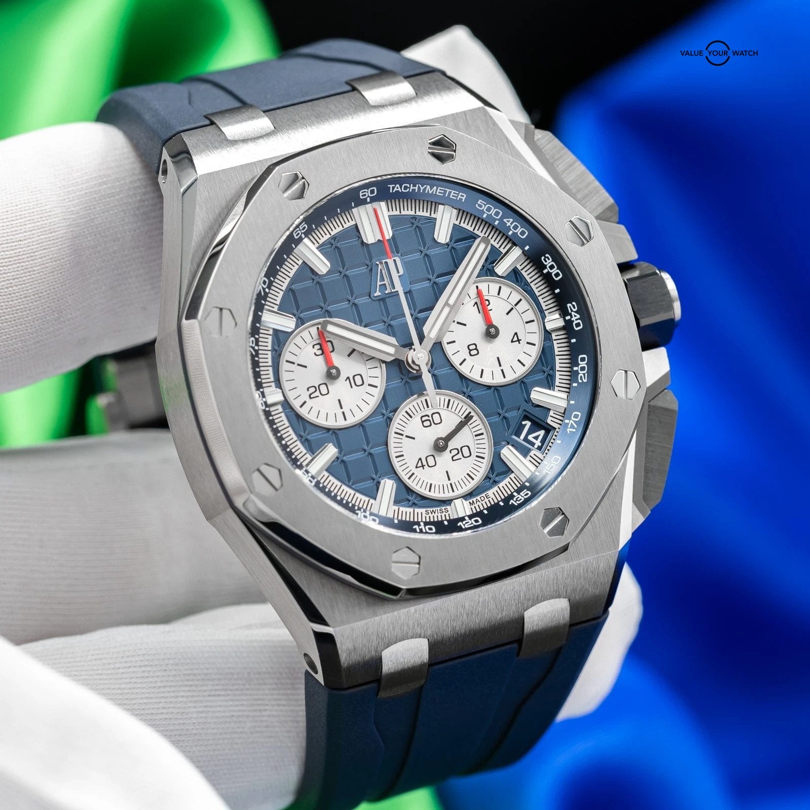 Audemars Piguet Royal Oak Offshore Titanium Blue Men's Watch 26420TI Full Set - Image 16