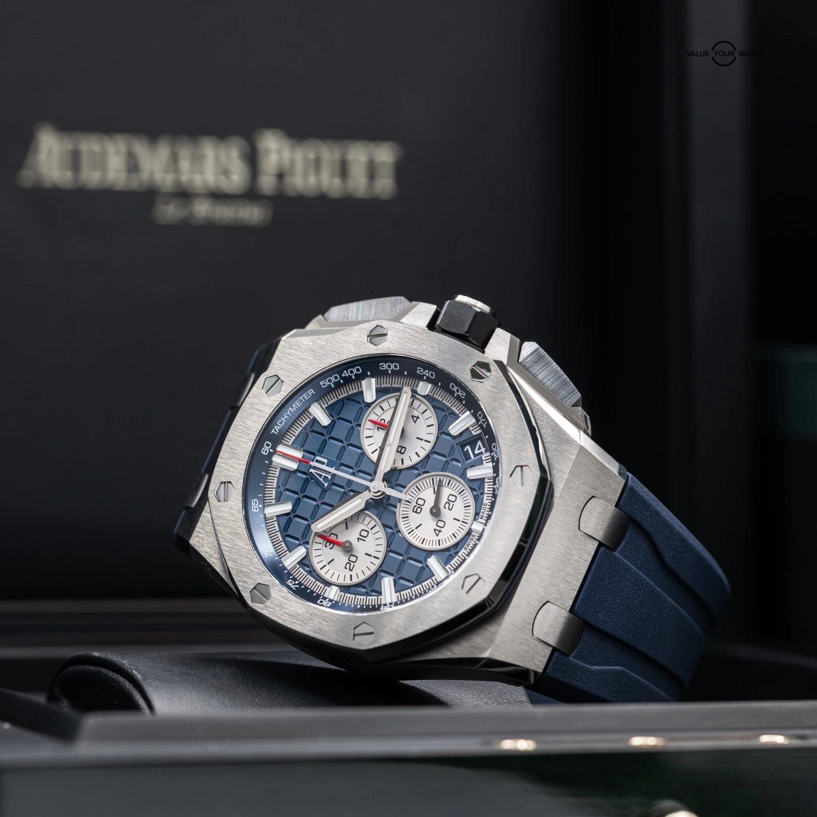 Audemars Piguet Royal Oak Offshore Titanium Blue Men's Watch 26420TI Full Set - Image 11