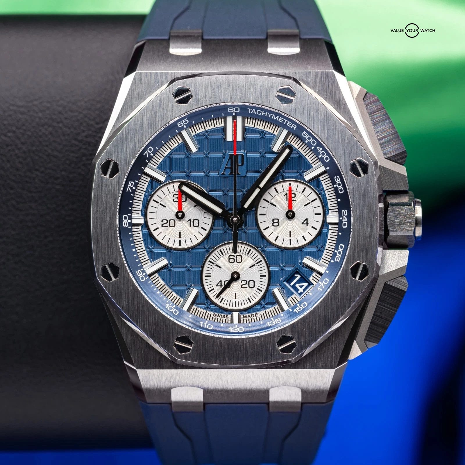 Audemars Piguet Royal Oak Offshore Titanium Blue Men's Watch 26420TI Full Set - Image 12