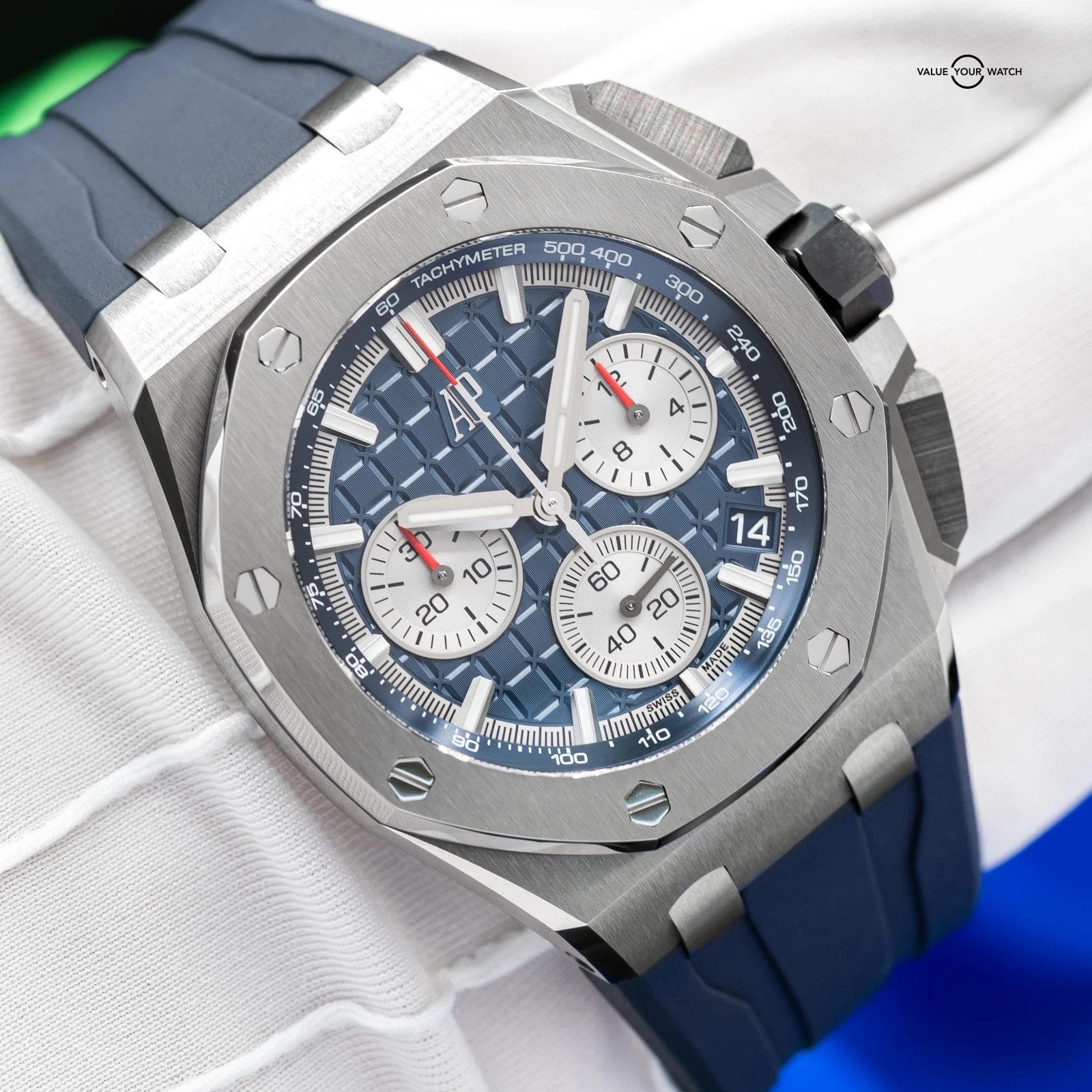 Audemars Piguet Royal Oak Offshore Titanium Blue Men's Watch 26420TI Full Set - Image 14