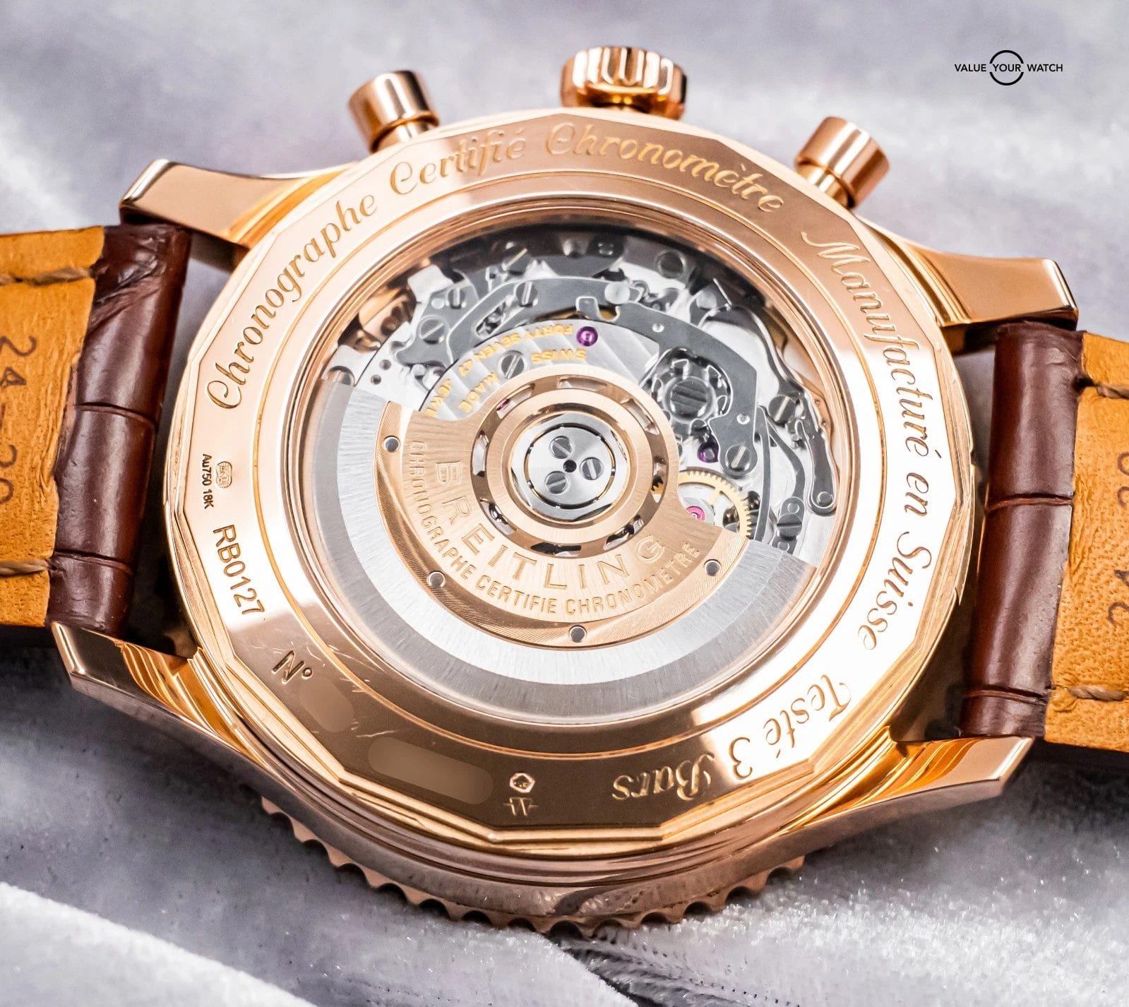 Breitling Navitimer 1 B01 Chronograph 46 Rose Gold Brown Croco RB0127 - Image 12