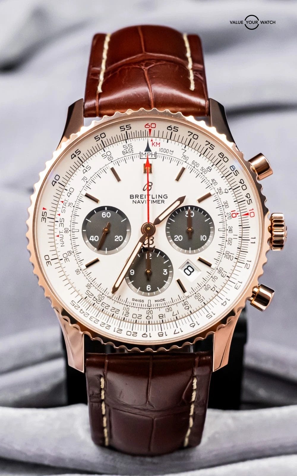 Breitling Navitimer 1 B01 Chronograph 46 Rose Gold Brown Croco RB0127 - Image 19