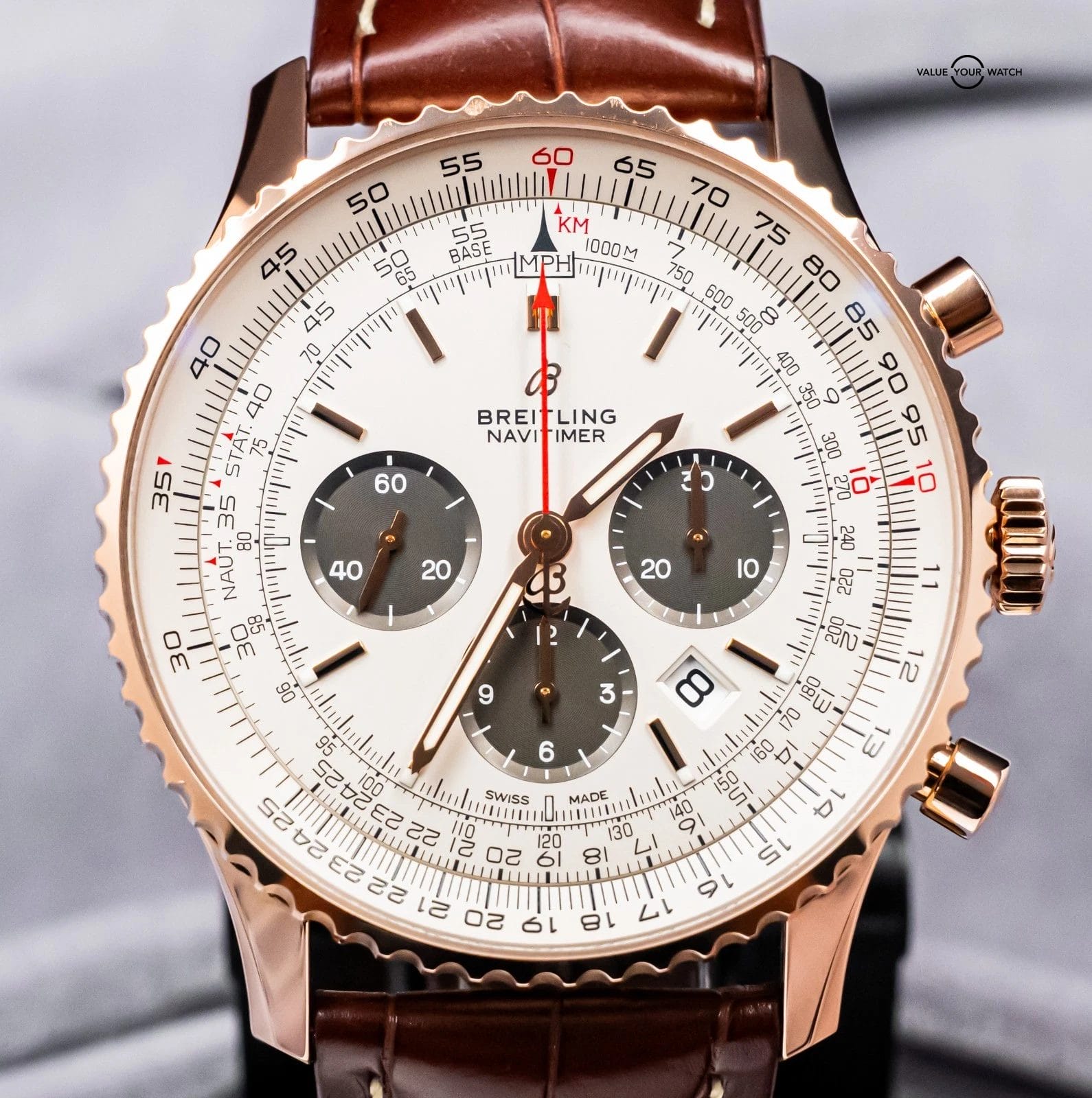 Breitling Navitimer 1 B01 Chronograph 46 Rose Gold Brown Croco RB0127