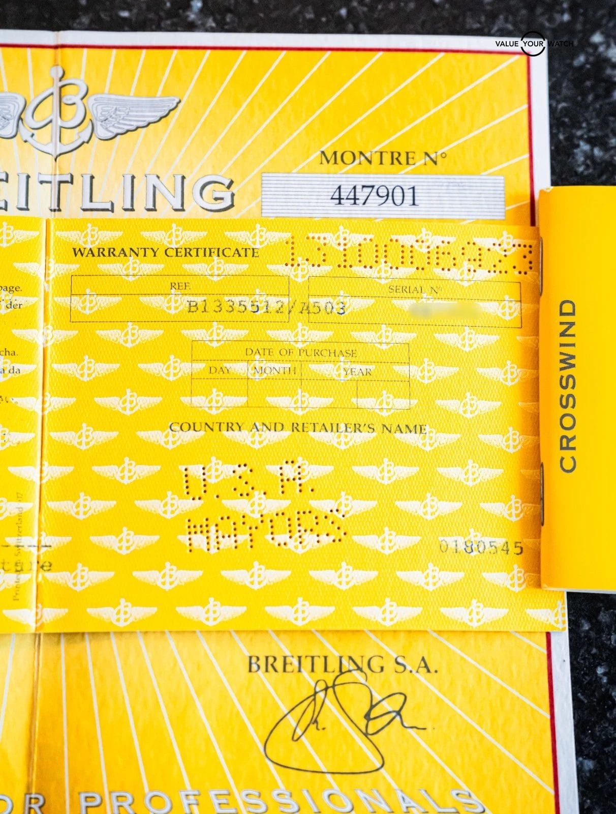 Breitling Crosswind 43mm Yellow Gold Windrider White Chronograph Automatic B1335 - Image 2